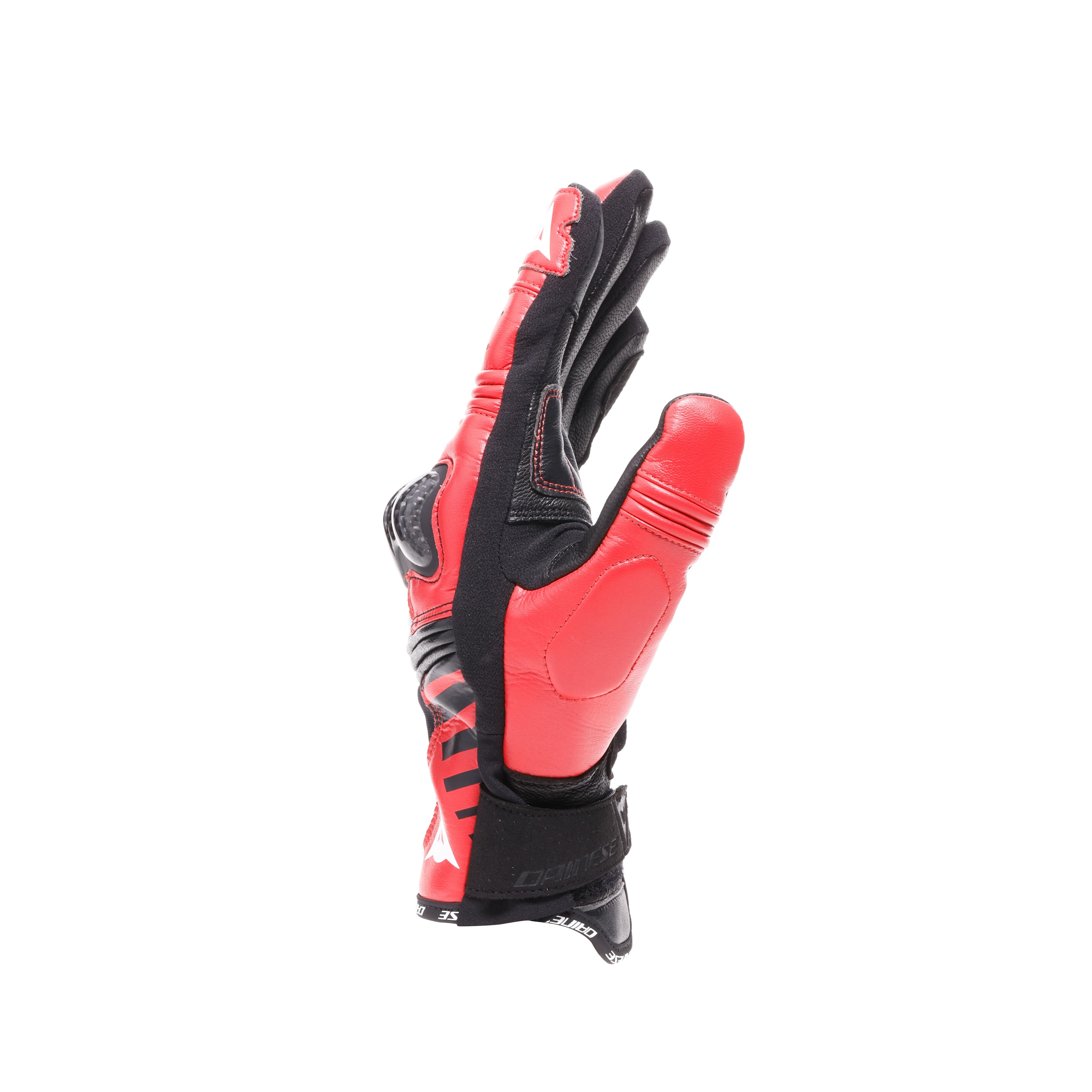 REACTO CARBON SHORT - MEN'S SHORT LEATHER MOTORCYCLE GLOVES - BLACK/RED-LAVA - 2