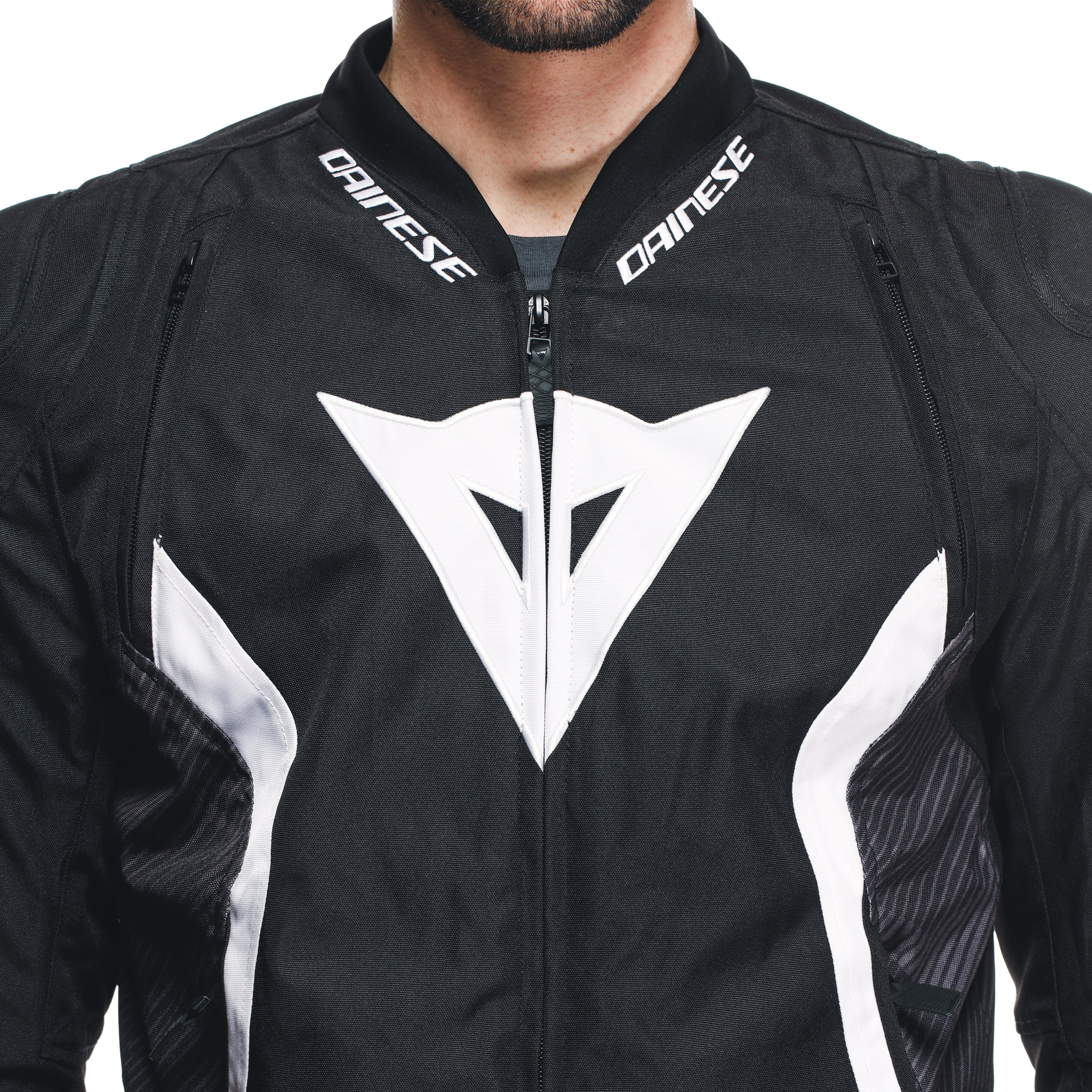 AVRO 5 - MEN'S FABRIC MOTORCYCLE JACKET | BLACK/WHITE/BLACK | Dainese