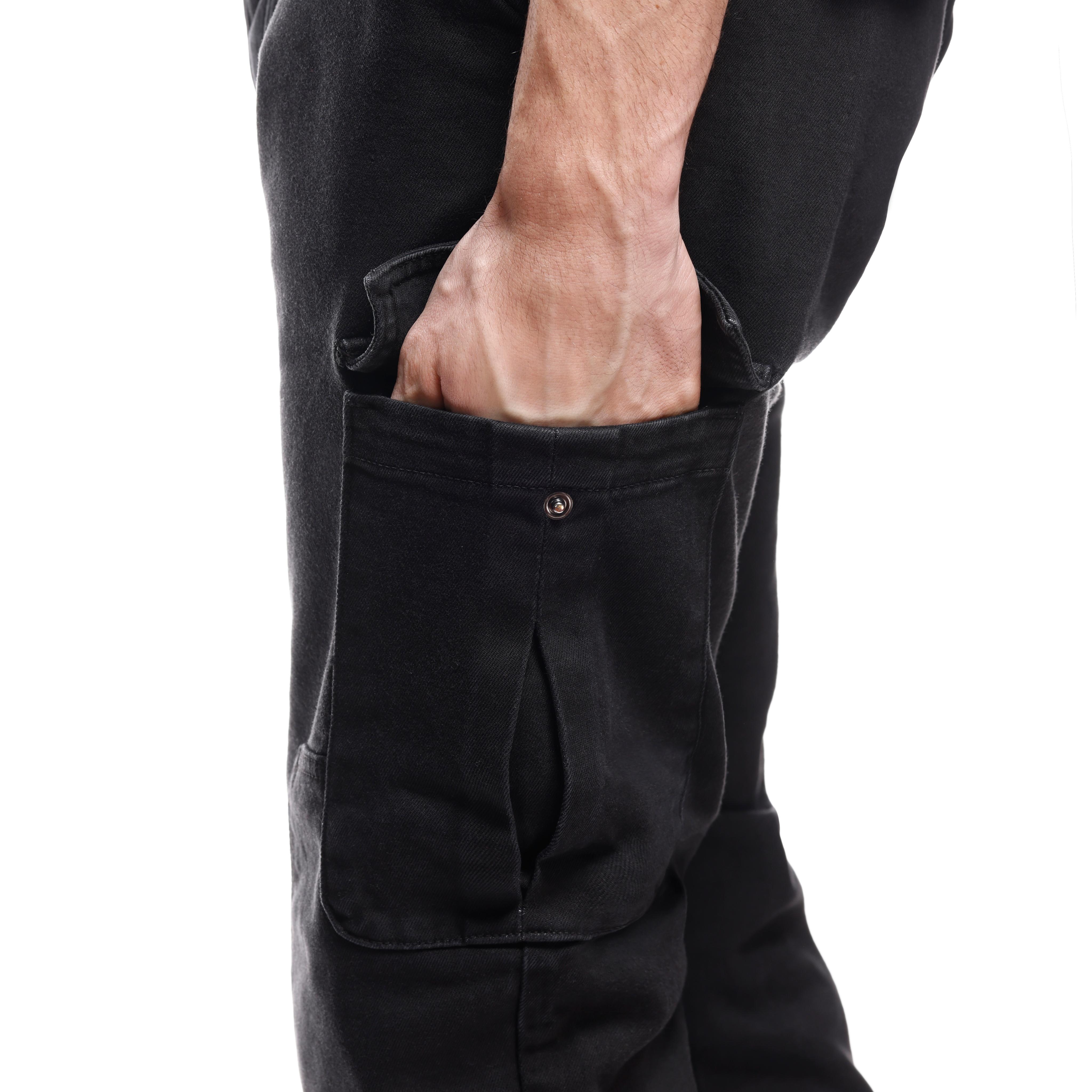 CARGO - MEN SLIM TAPERED MOTORCYCLE PANTS - BLACK - 5