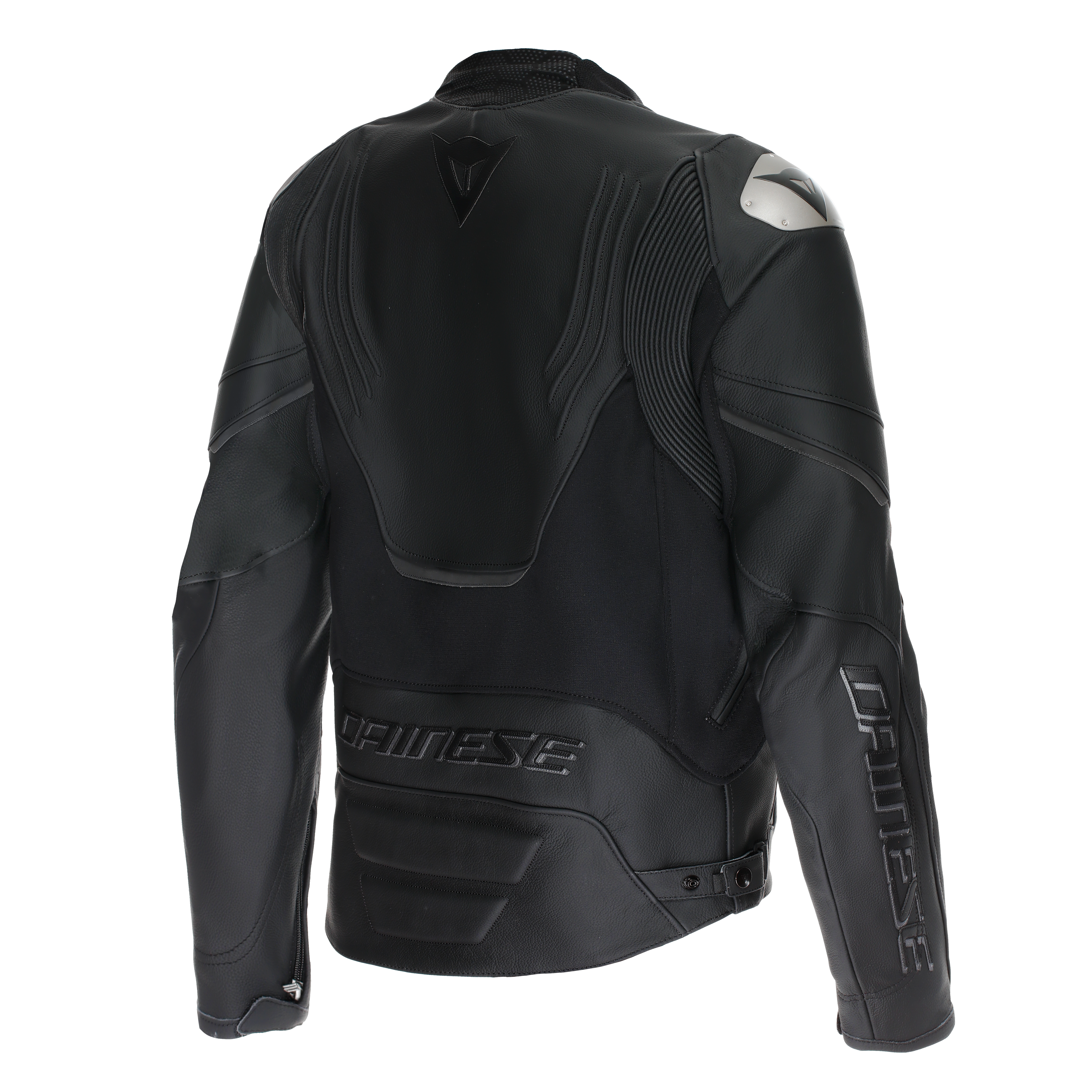 RACING 5 - MEN LEATHER MOTORCYCLE JACKET SHORT/TALL FIT (S/T) - BLACK/BLACK/BLACK - 2