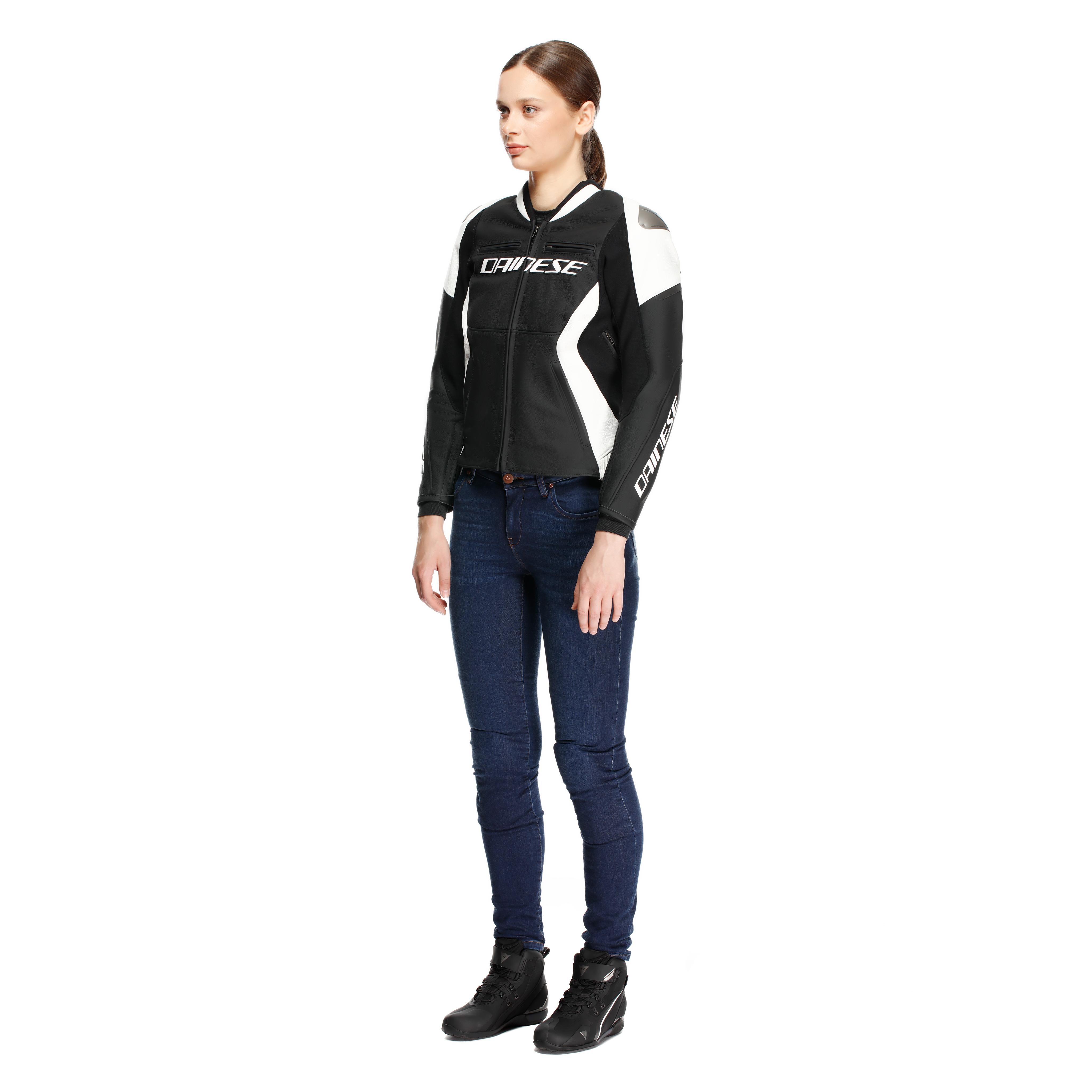 RACING 5 - CHAQUETA MOTO DE CUERO MUJER - BLACK/WHITE - 4