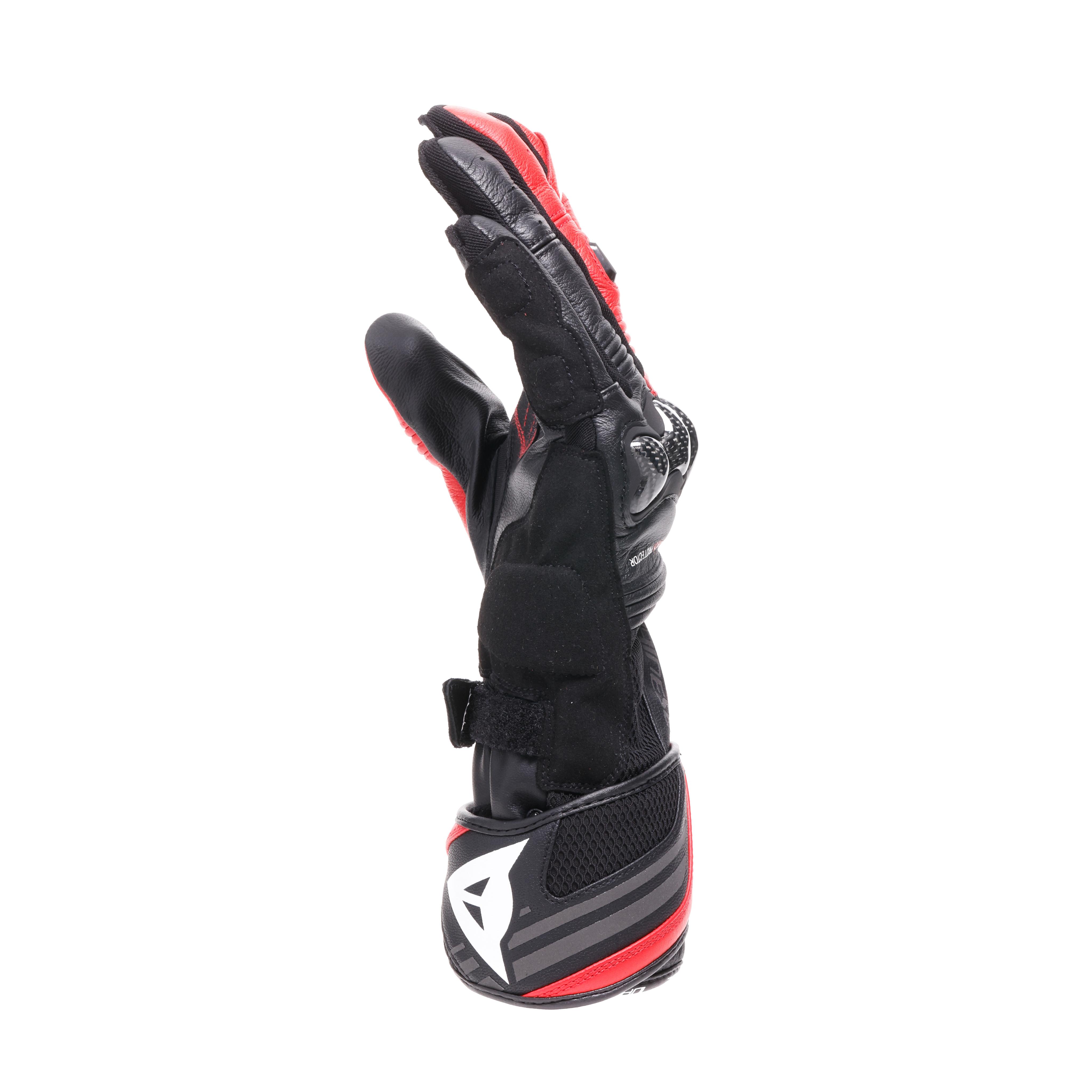 REACTO CARBON LONG - MOTORCYCLE GLOVES IN LEATHER MEN - BLACK/RED-LAVA - 4