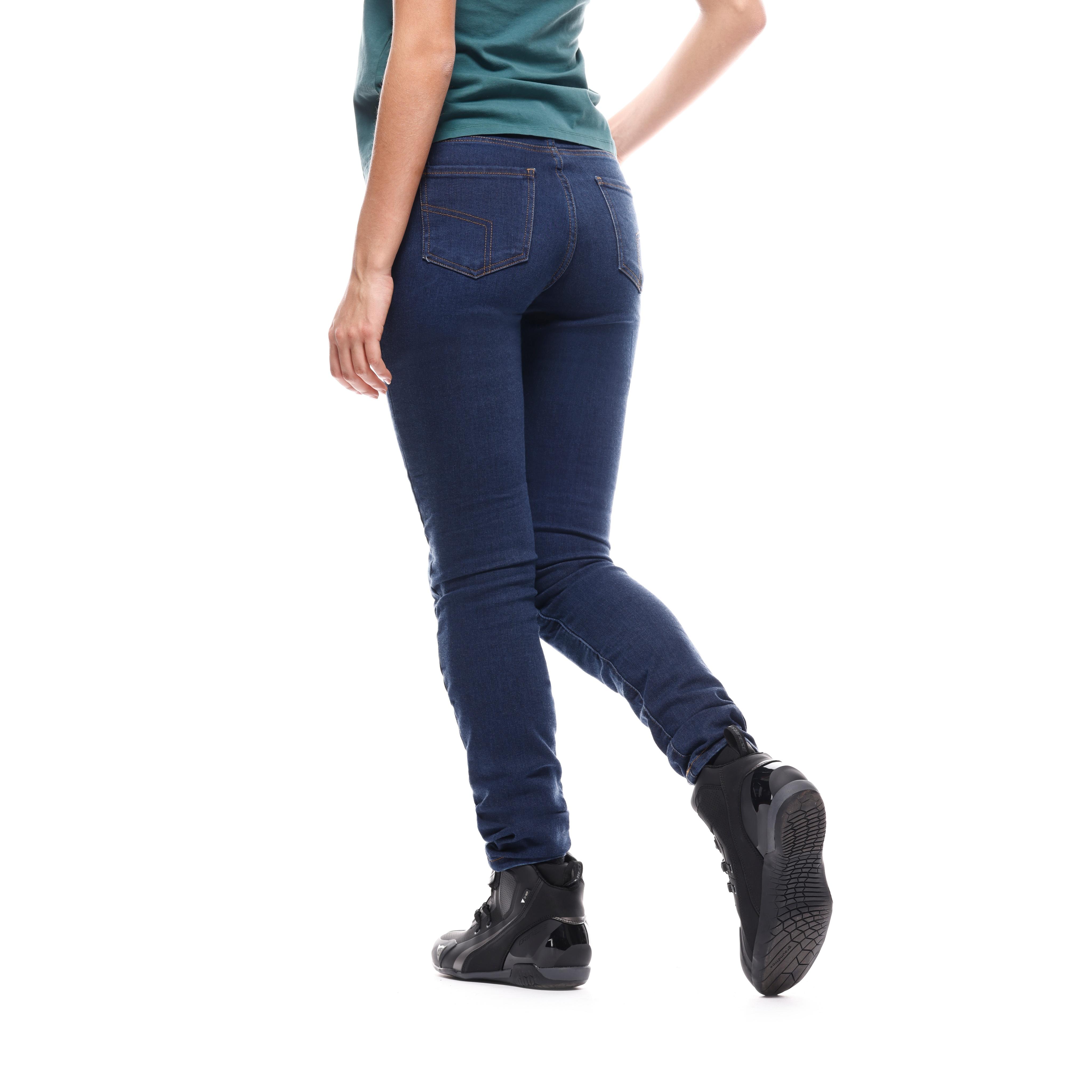 DENIM SKINNY WOMEN'S MOTORCYCLE PANTS - BLUE - 4
