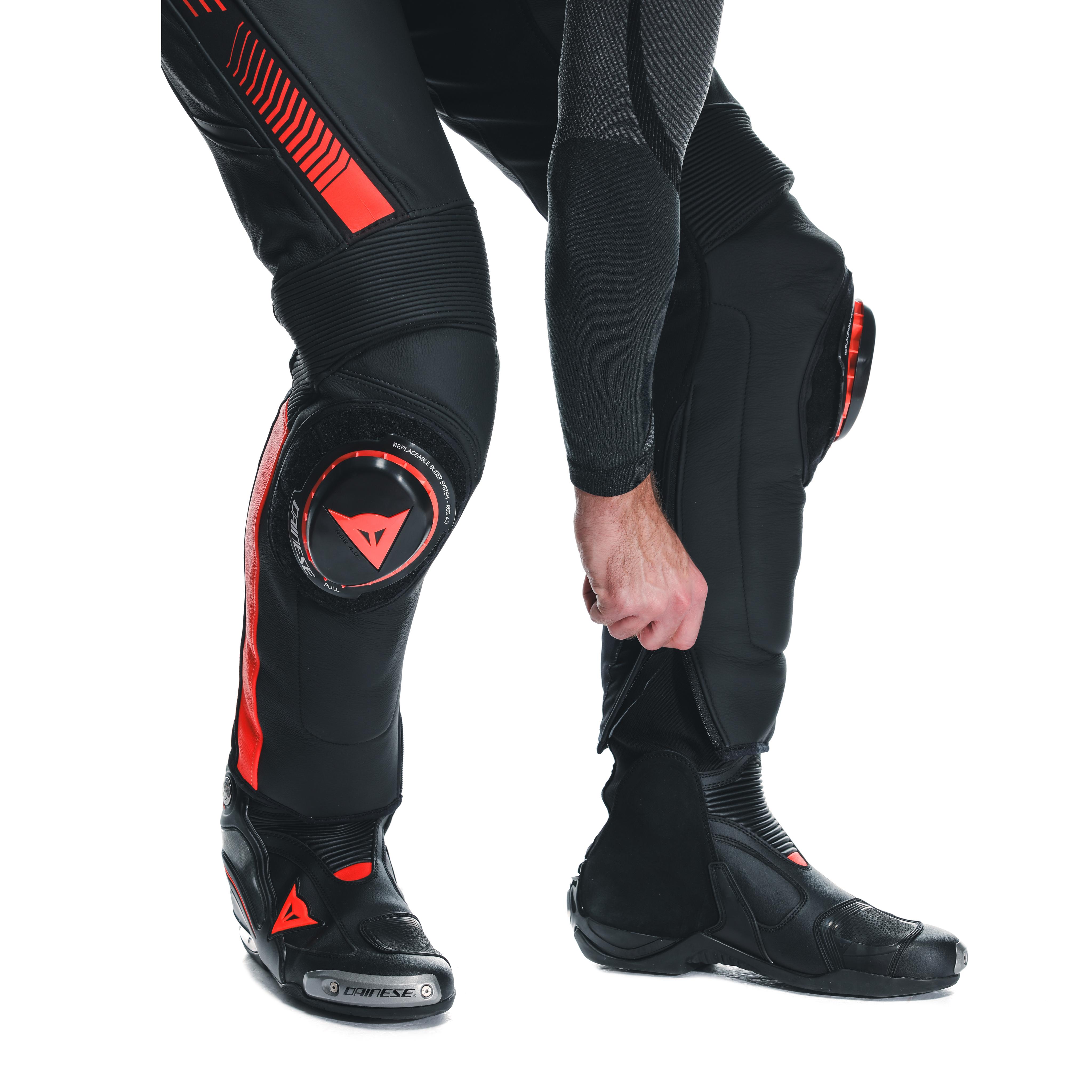 SUPER SPEED - MEN'S MOTORCYCLE LEATHER PANTS - BLACK/RED FLUO - 11
