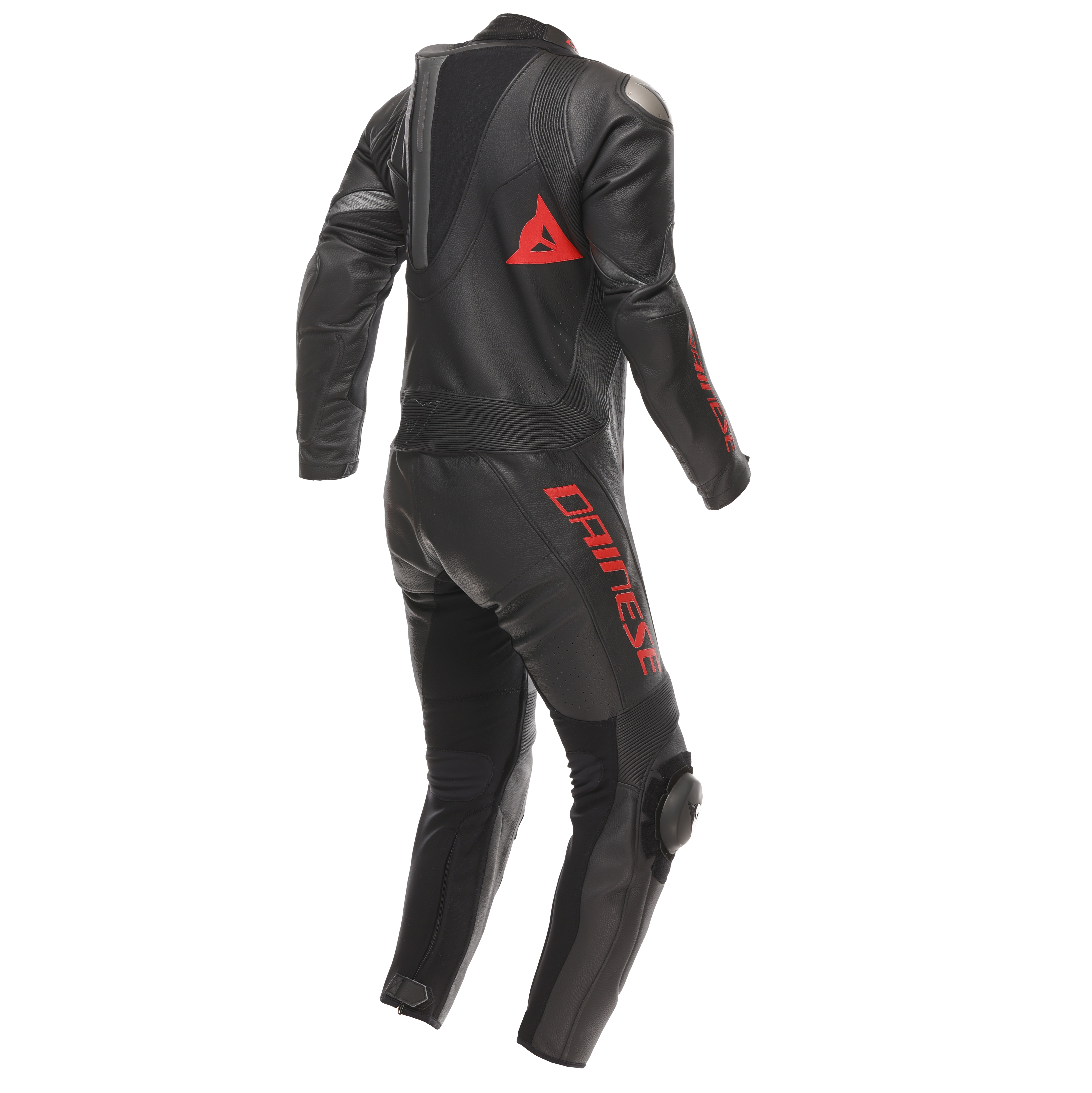 DEMON SPRINT - MEN'S ONE-PIECE PERFORATED LEATHER MOTORCYCLE SUIT - BLACK/BLACK/RED-LAVA - 2