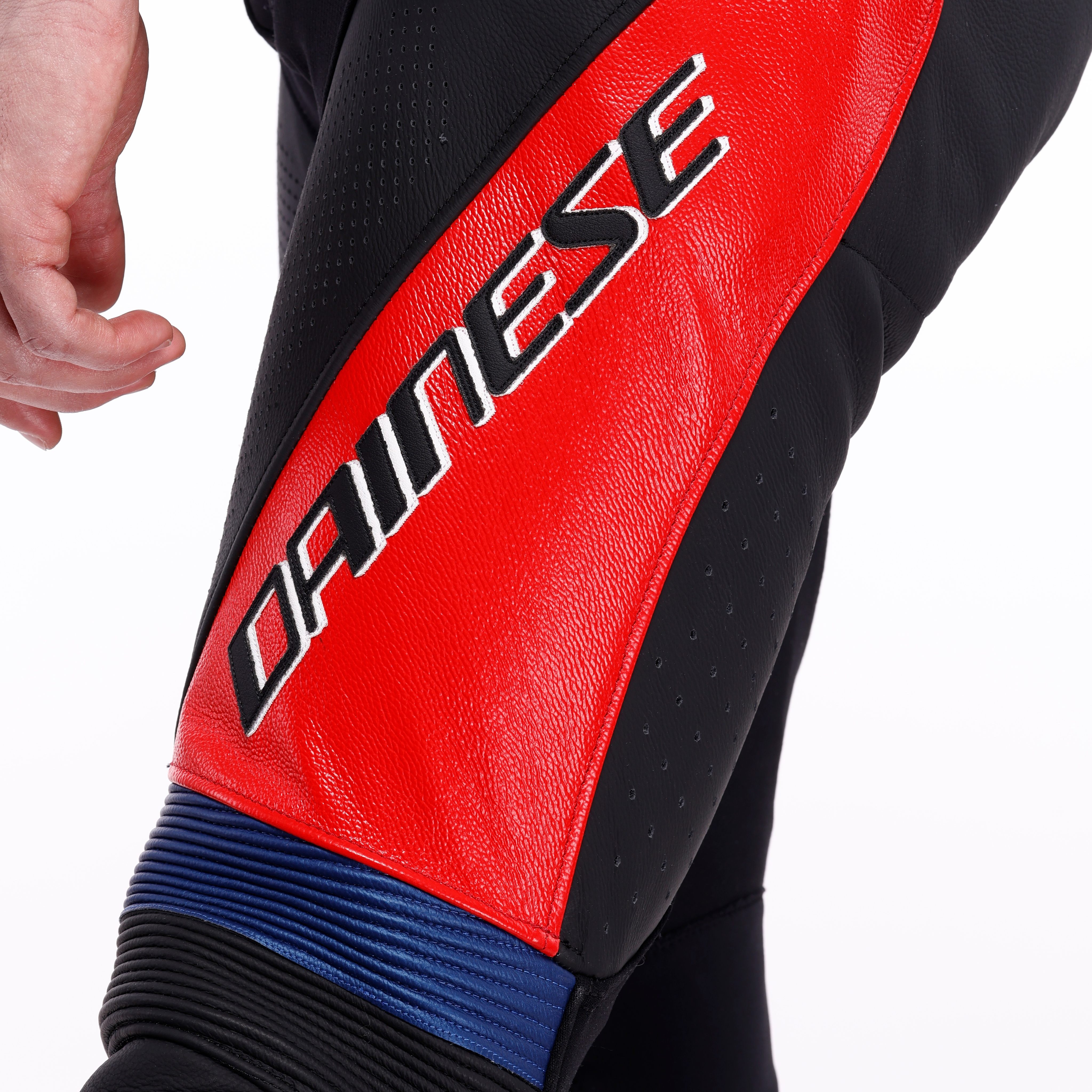LAGUNA SECA 6 - COMBINAISON MOTO EN CUIR PERFOR&Eacute;E HOMME - BLACK/BLUE/RED - 9
