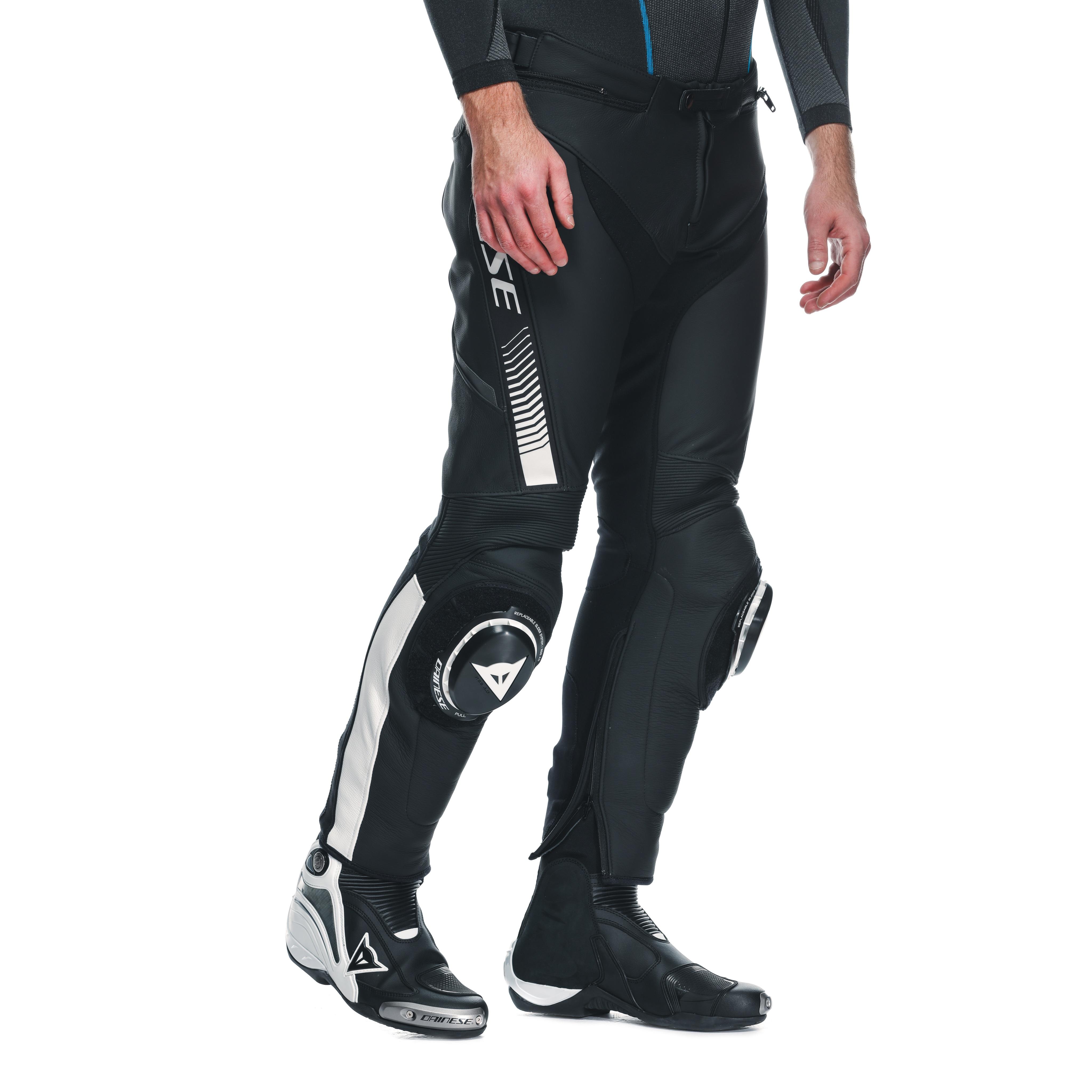 SUPER SPEED - MEN'S MOTORCYCLE LEATHER PANTS - BLACK/WHITE - 3