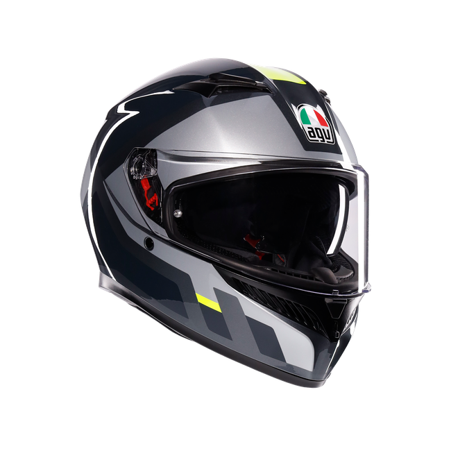 AGV - K3 Shade Grey/yellow Fluo - Casque Moto Intégral E2206, Unisex, Taille: Xs