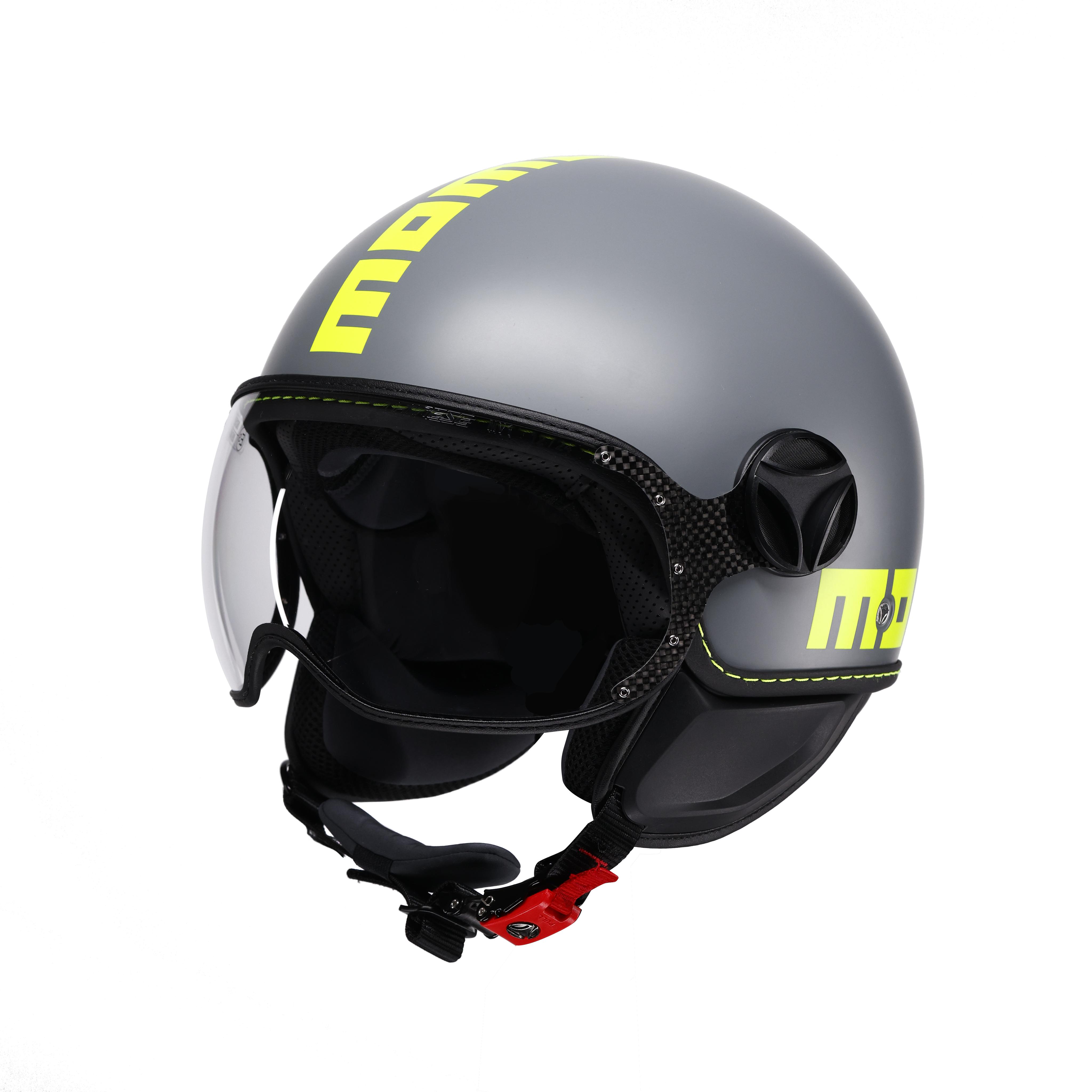 MOMODESIGN FGTR CLASSIC - JET-HELM MIT VISIER E2206 - FLUO MATT GREY/YELLOW FLUO -  - 1
