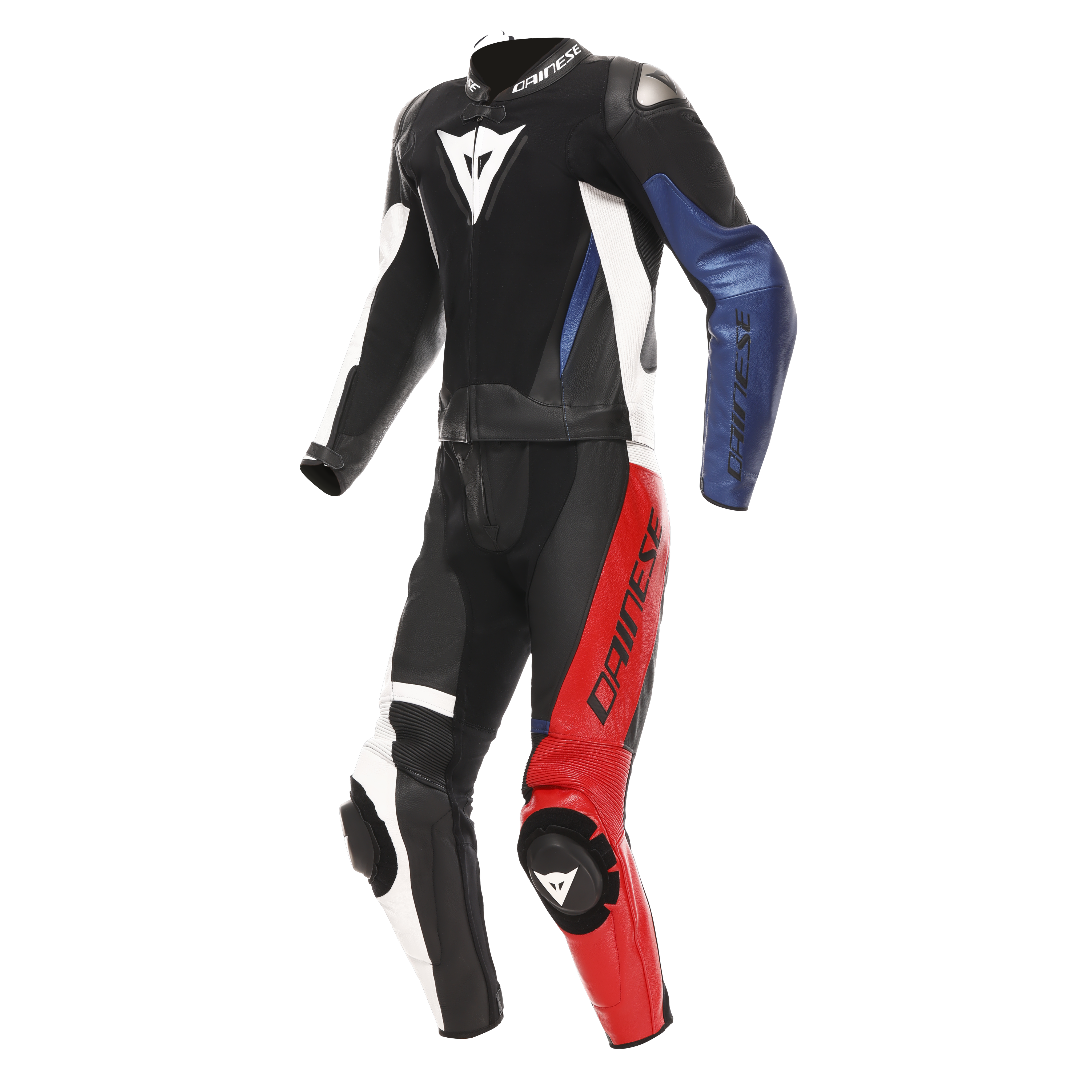 DEMON SPRINT - TWO-PIECE MOTORCYCLE SUIT IN LEATHER MEN - BLACK/WHITE/RED-LAVA - 1