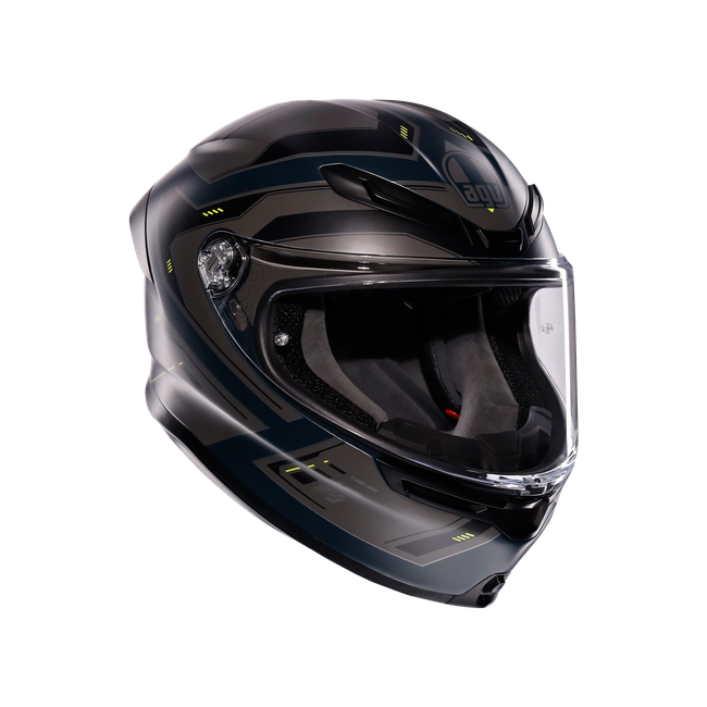 AGV - K6 S Enhance Matt Grey/yellow Fluo - Casque Moto Intégral E2206, Unisex, Taille: Xxl