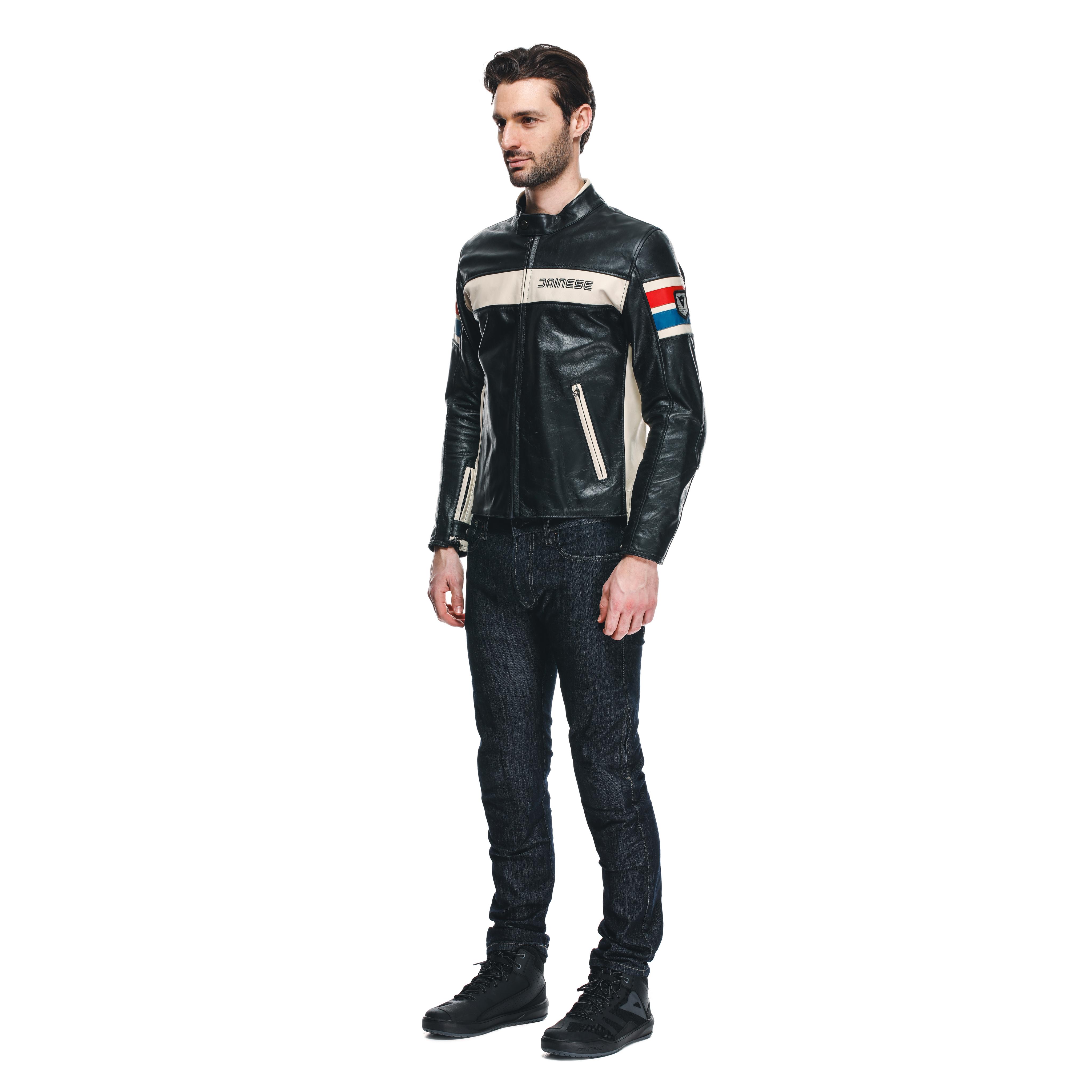 HF D1 - MEN'S MOTORCYCLE LEATHER JACKET | BLACK/RED/BLUE | Dainese