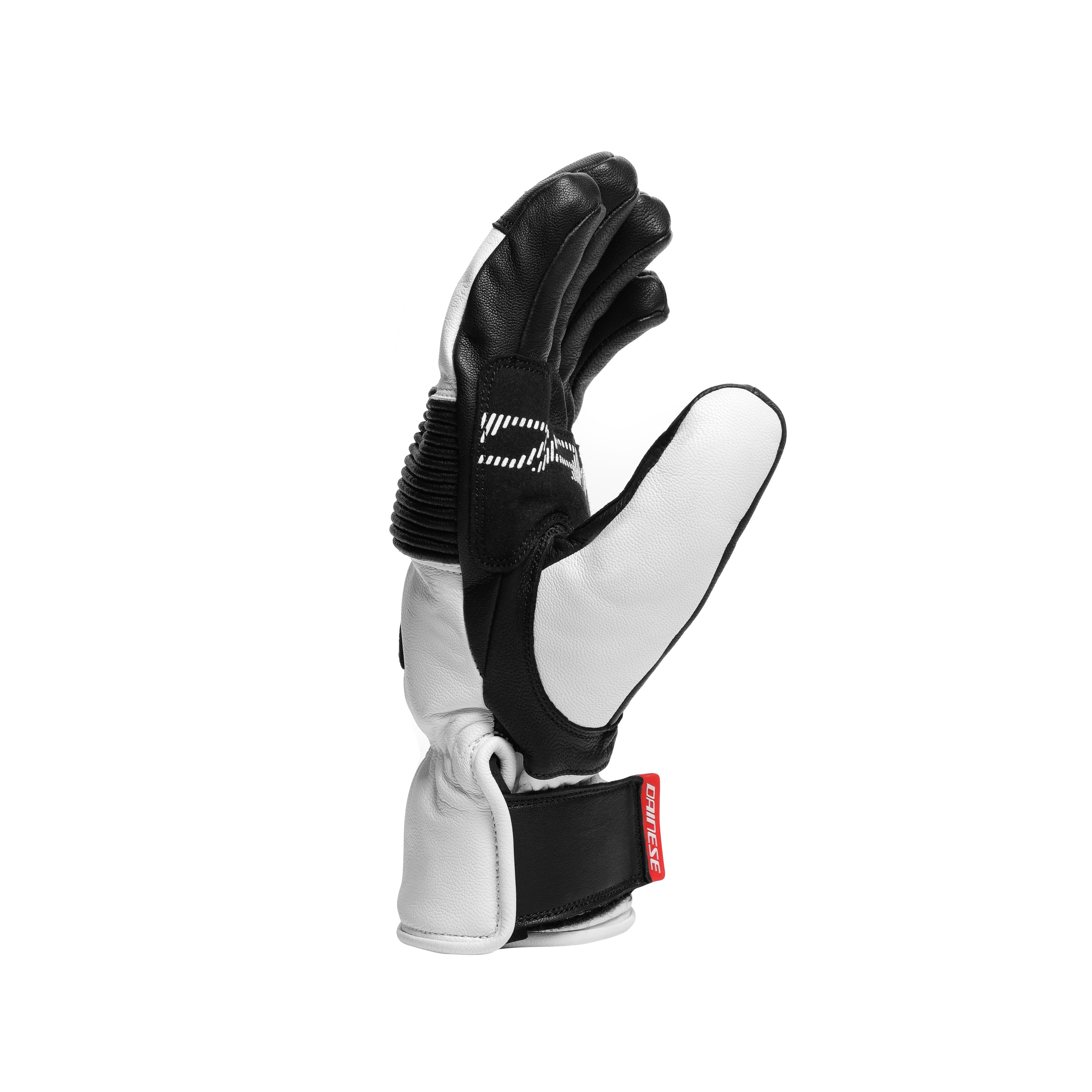 LEATHER GLOVES - UNISEX LEATHER SKI GLOVES - STRETCH-LIMO/WHITE - 2
