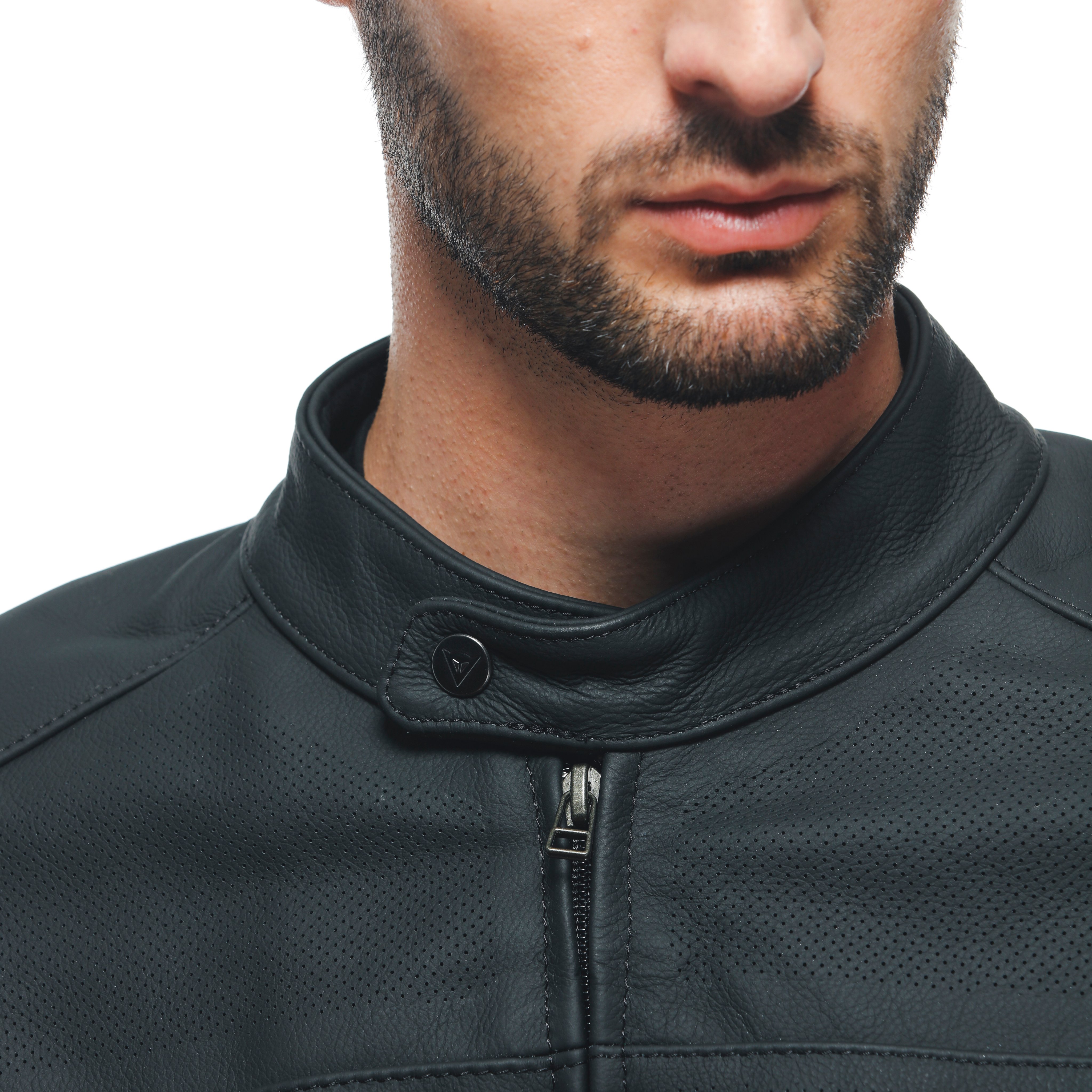 RAZON 2 - MEN'S MOTORCYCLE PERFORATED LEATHER JACKET - BLACK - 9