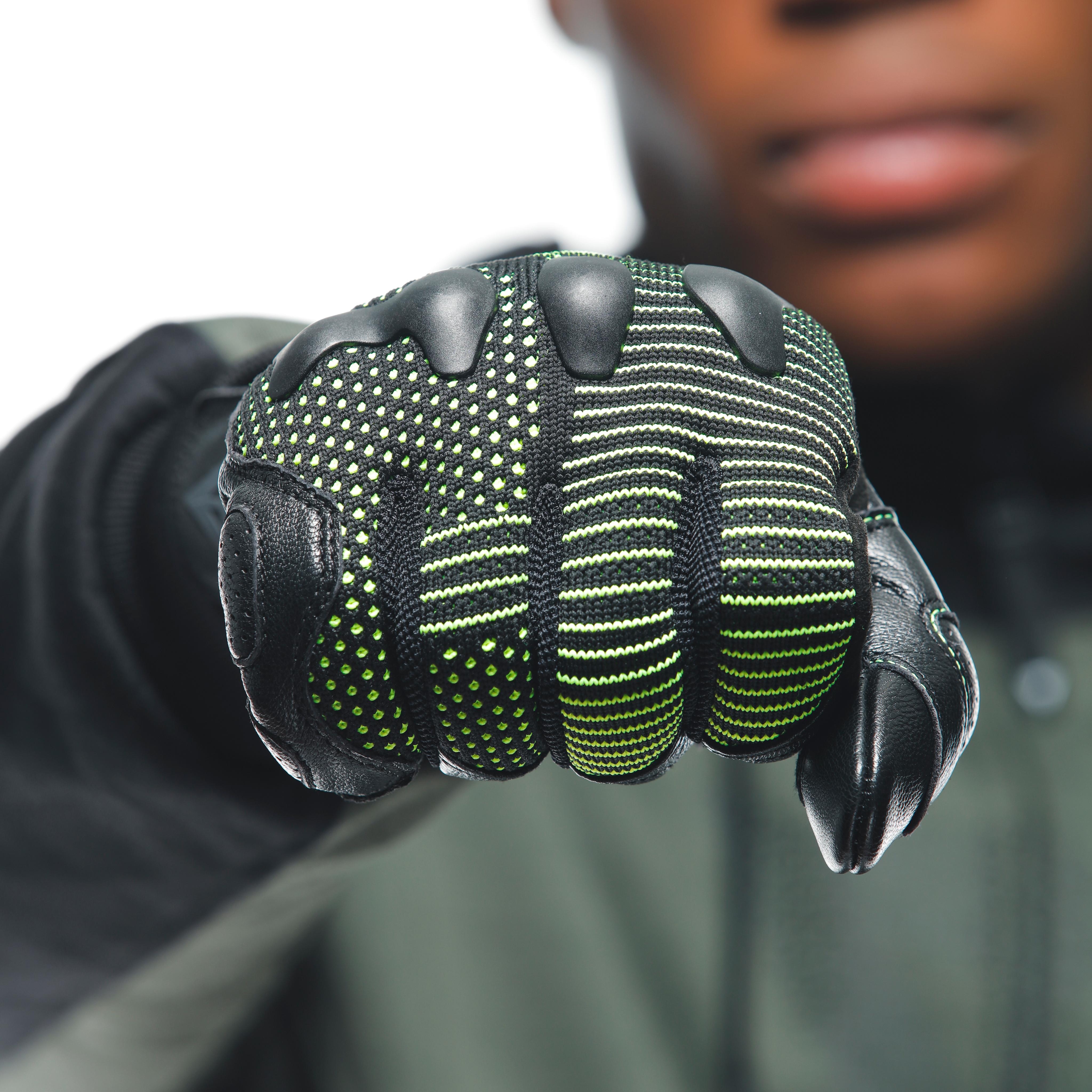 UNRULY ERGO-TEK - MEN'S MOTORCYCLE TEXTILE GLOVES - ANTHRACITE/ACID-GREEN - 9