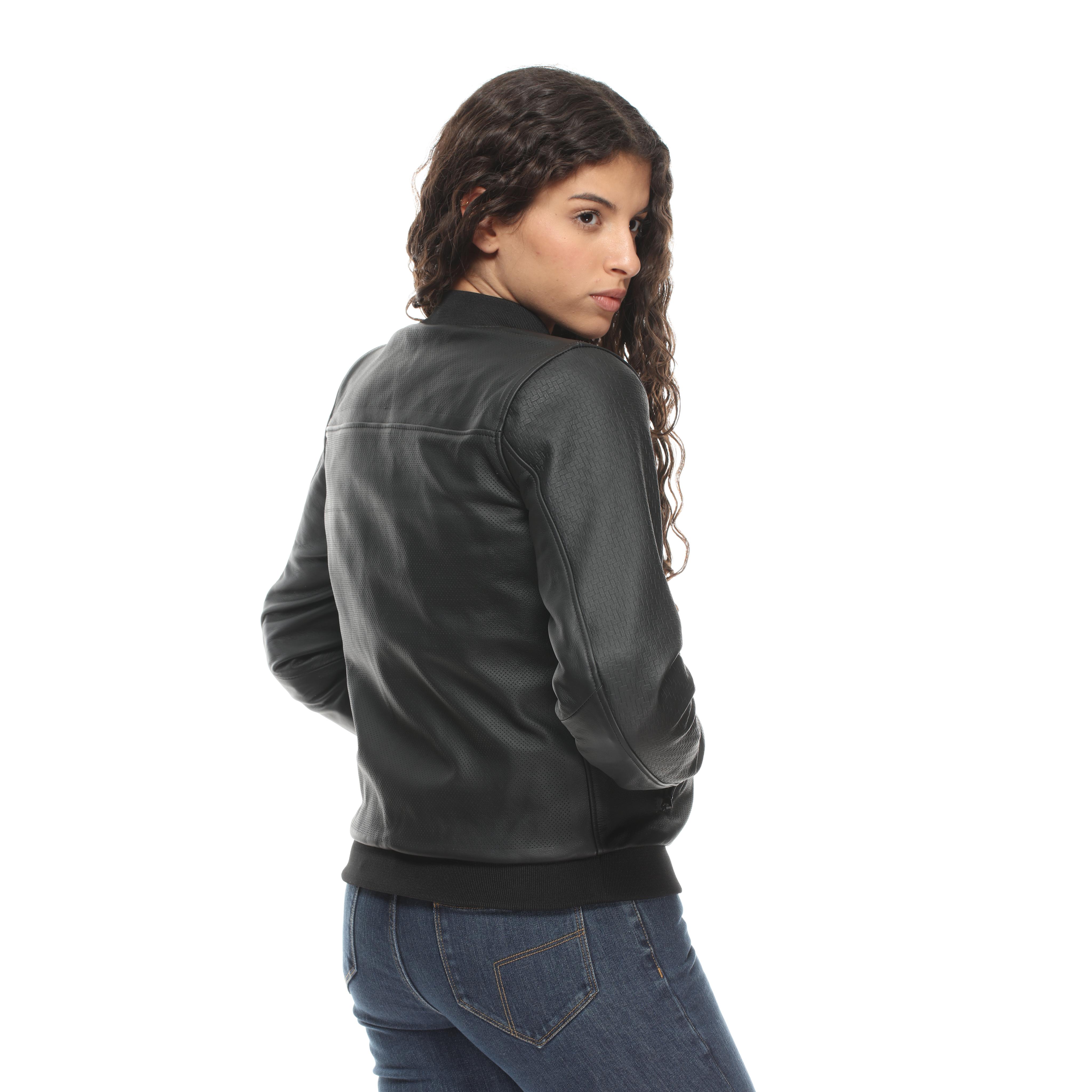ACCENTO - WOMEN'S MOTORCYCLE PERFORATED LEATHER JACKET - BLACK - 4