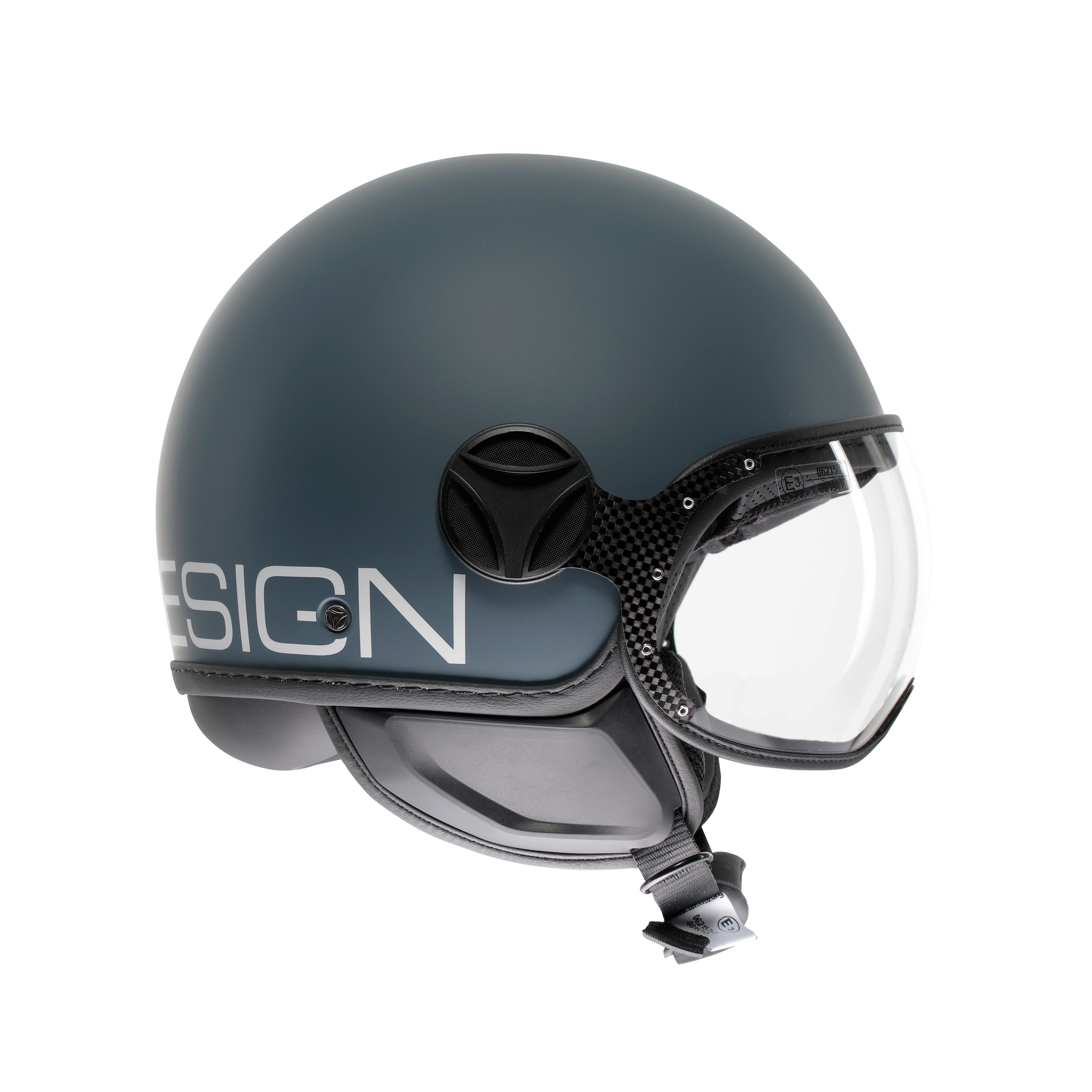 MOMODESIGN FGTR CLASSIC CANDY MAT BLUE CANARD / BLANC - CASQUE JET AVEC VISI&Egrave;RE E2206 -  - 1
