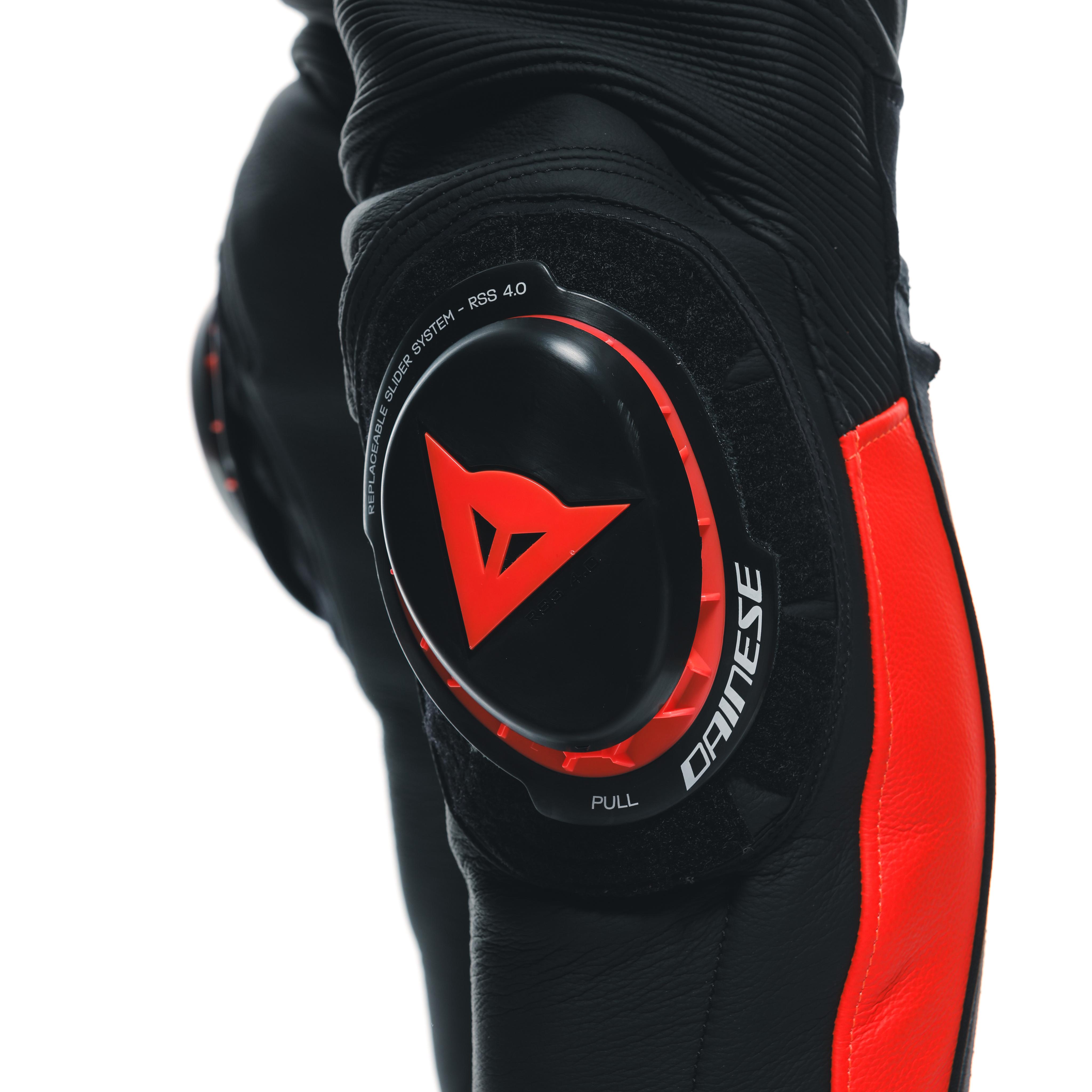 SUPER SPEED - MEN'S MOTORCYCLE LEATHER PANTS - BLACK/RED FLUO - 10
