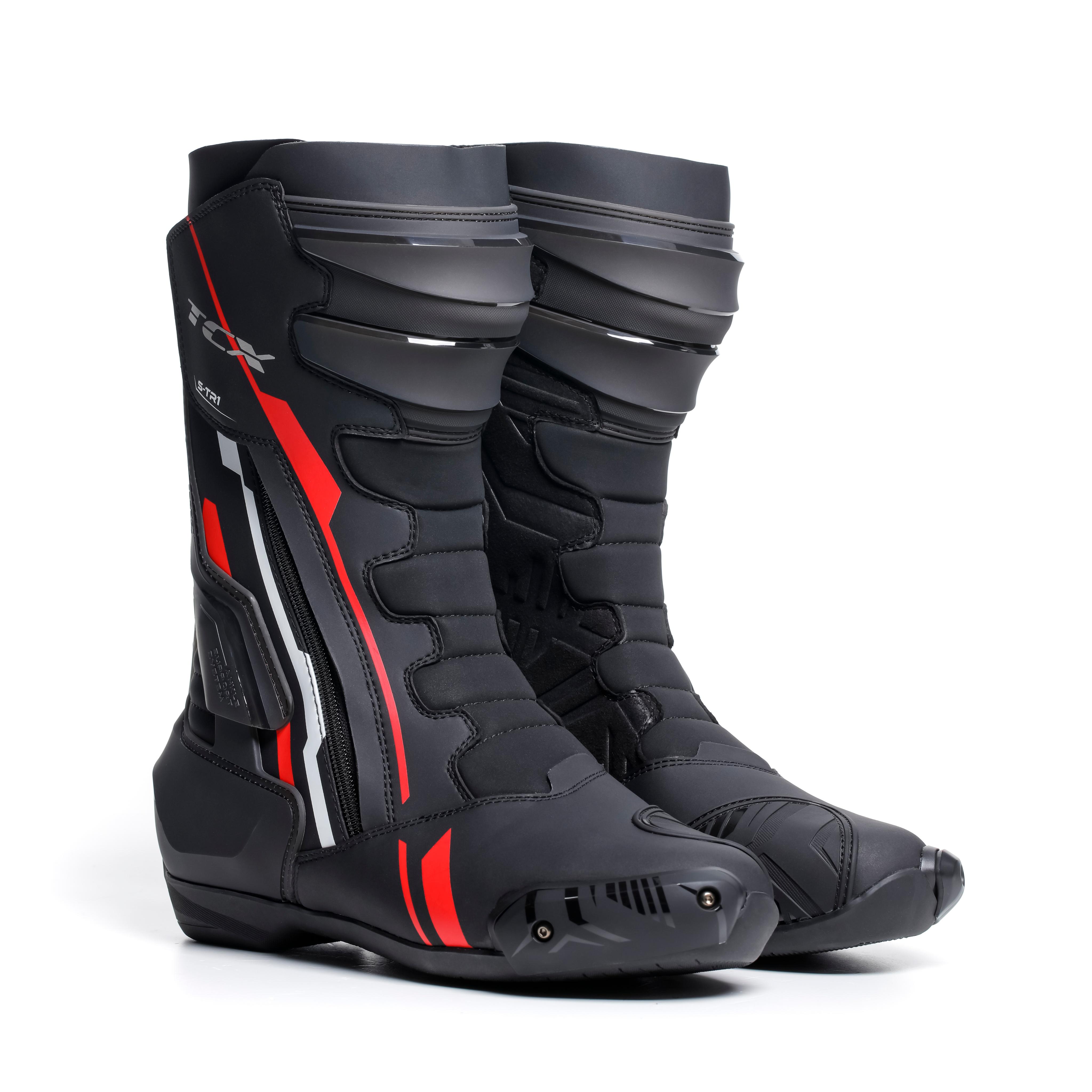S-TR1 MEN'S MOTORCYCLE BOOTS - BLACK/RED/WHITE -  - 14