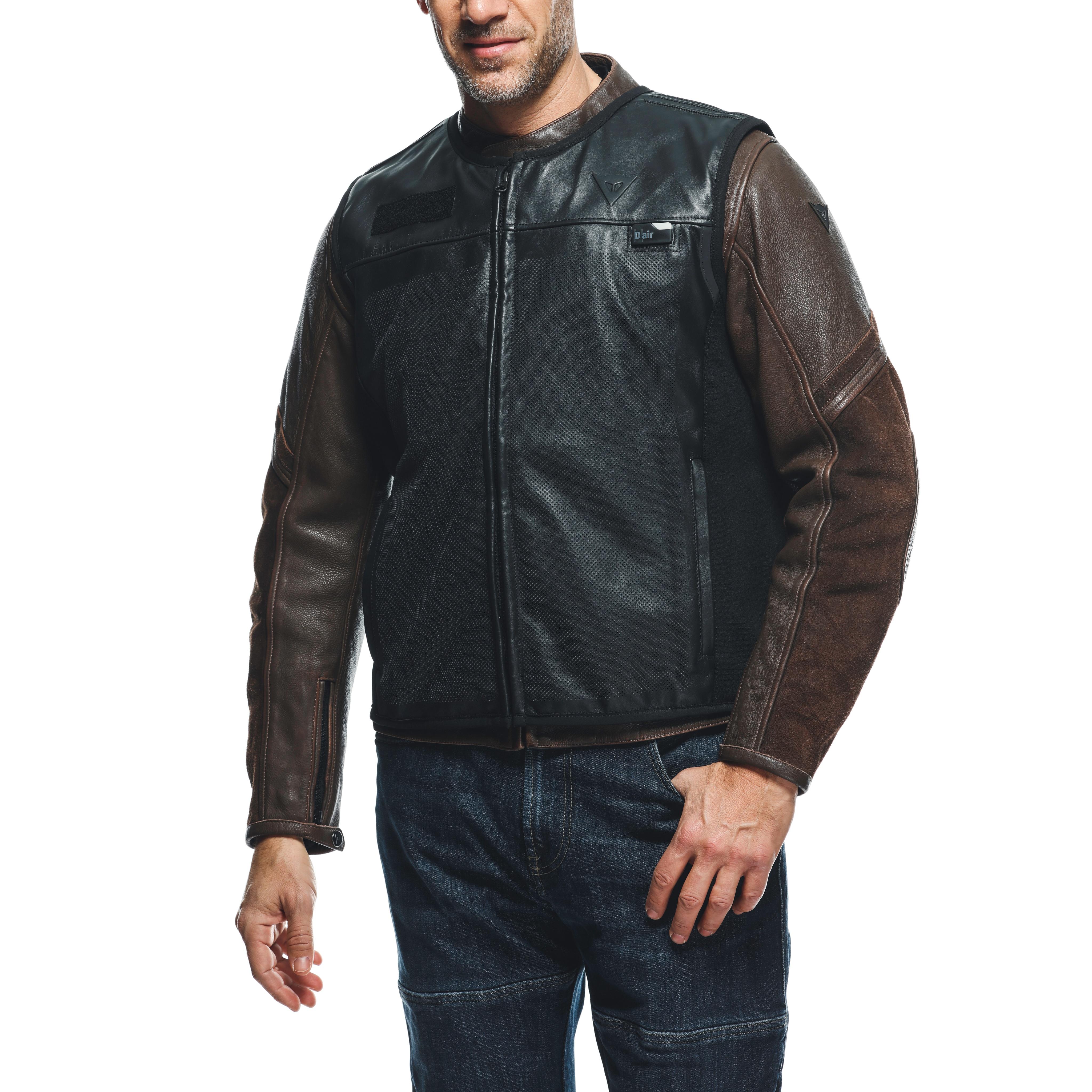 SMART JACKET LEATHER - MEN'S MOTORCYCLE LEATHER VEST WITH INTEGRATED AIRBAG - BLACK - 6