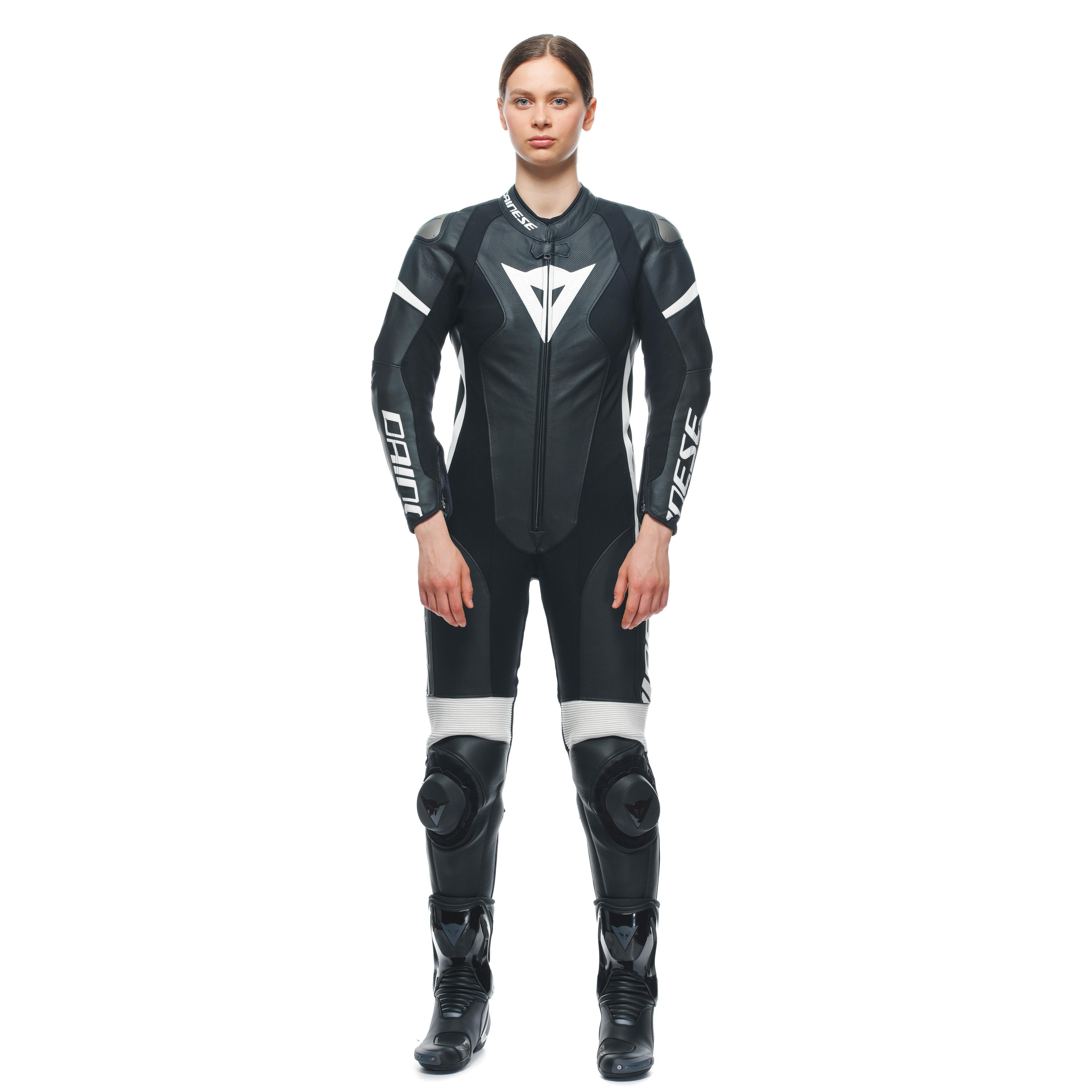 GROBNIK - WOMEN'S 1-PIECE MOTORCYCLE PERFORATED LEATHER SUIT - BLACK/BLACK/WHITE - 3
