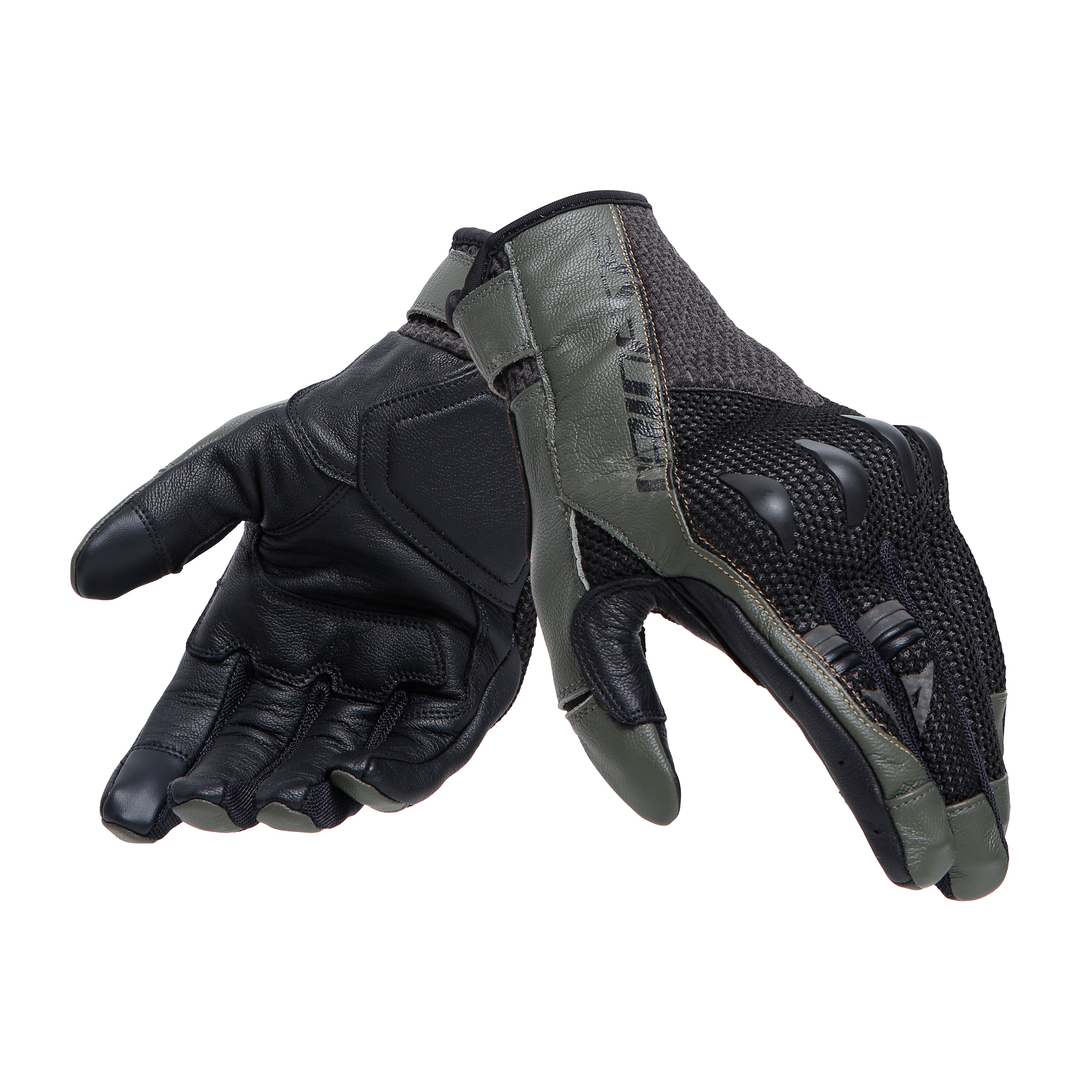 KARAKUM ERGO-TEK - MEN'S MOTORCYCLE TEXTILE GLOVES - BLACK/ARMY-GREEN - 5