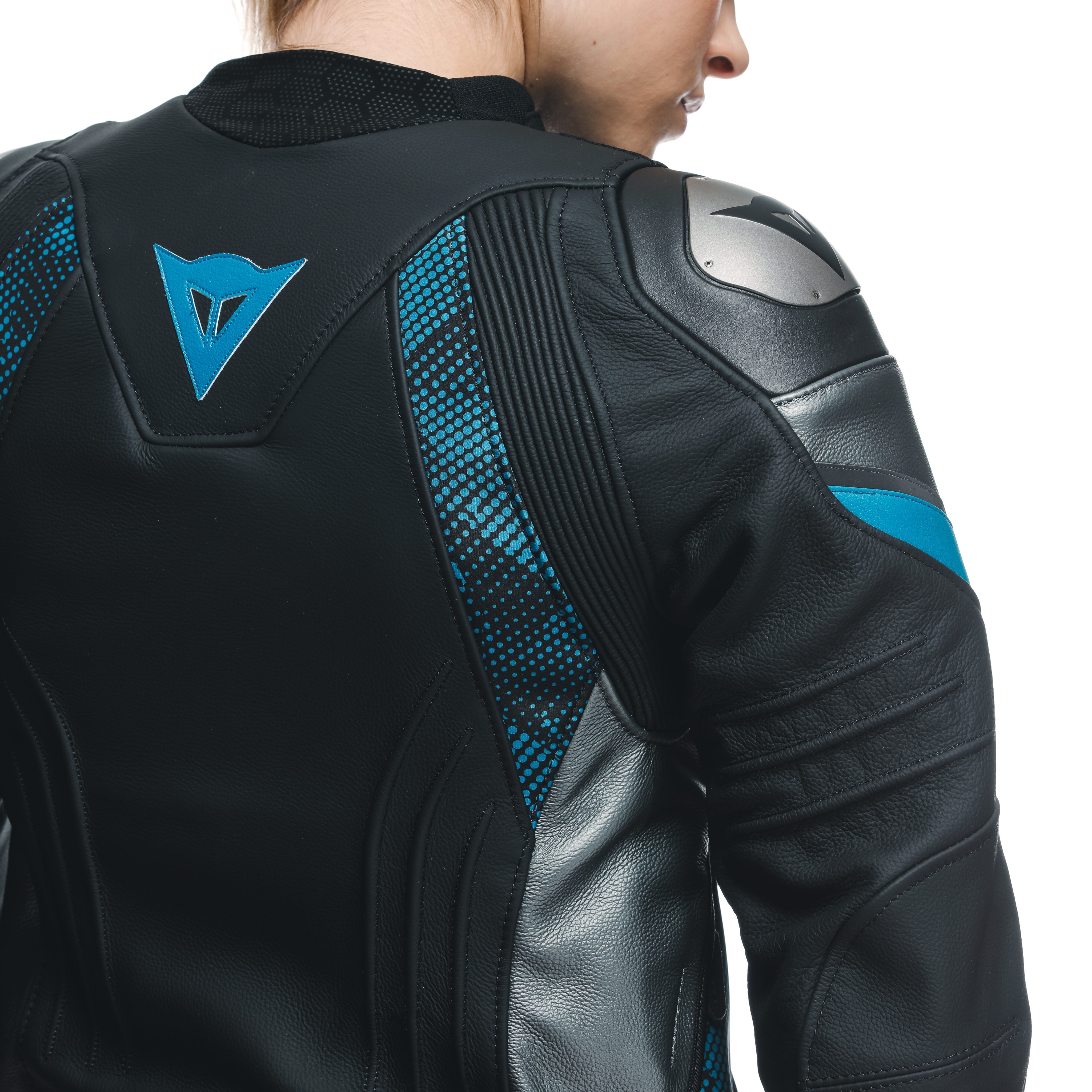 AVRO 5 - WOMEN'S MOTORCYCLE LEATHER JACKET - BLACK/TEAL/ANTHRACITE - 12