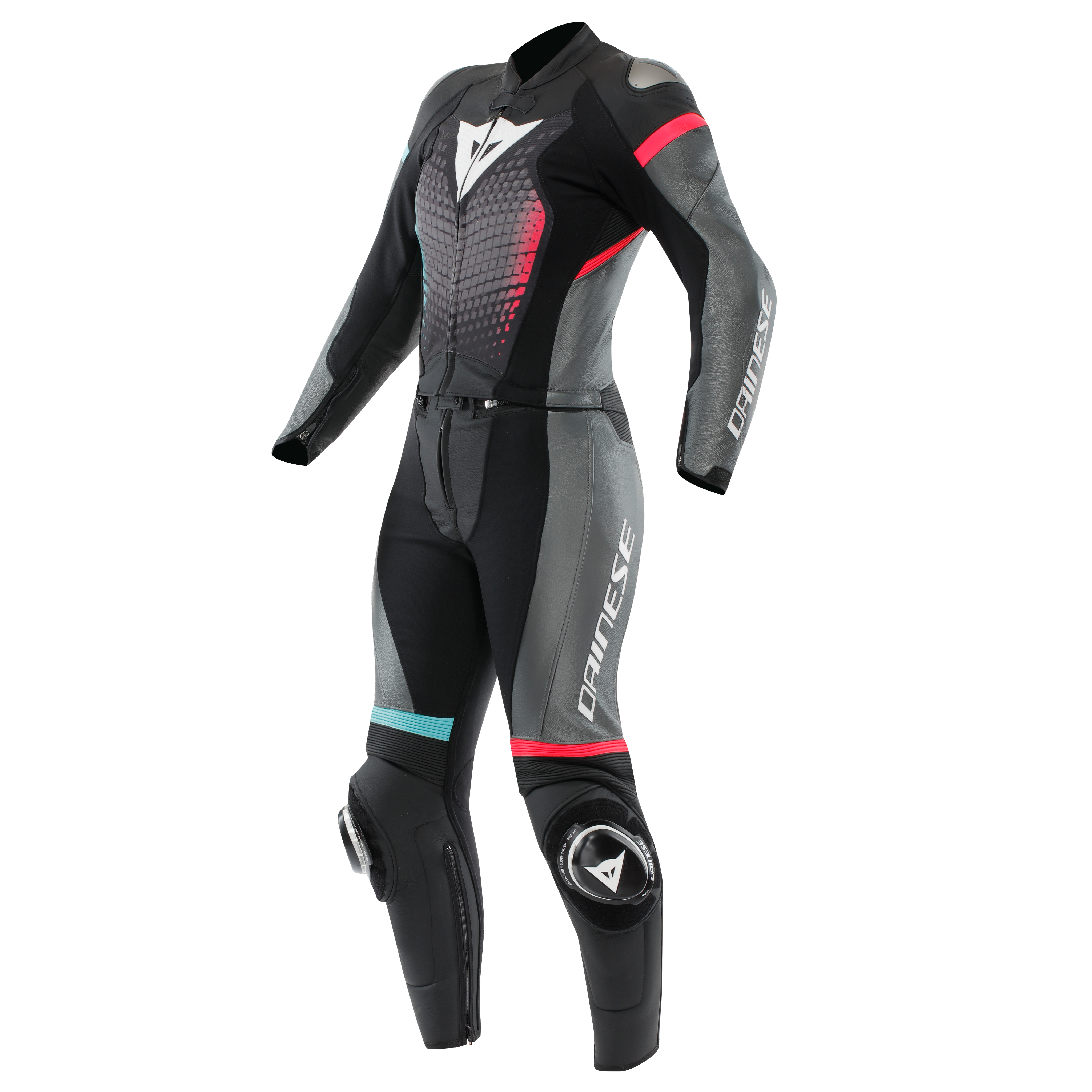 FULMINEA - WOMEN'S TWO-PIECE LEATHER SUIT - BLACK/ANTHRACITE/WHITE - 1