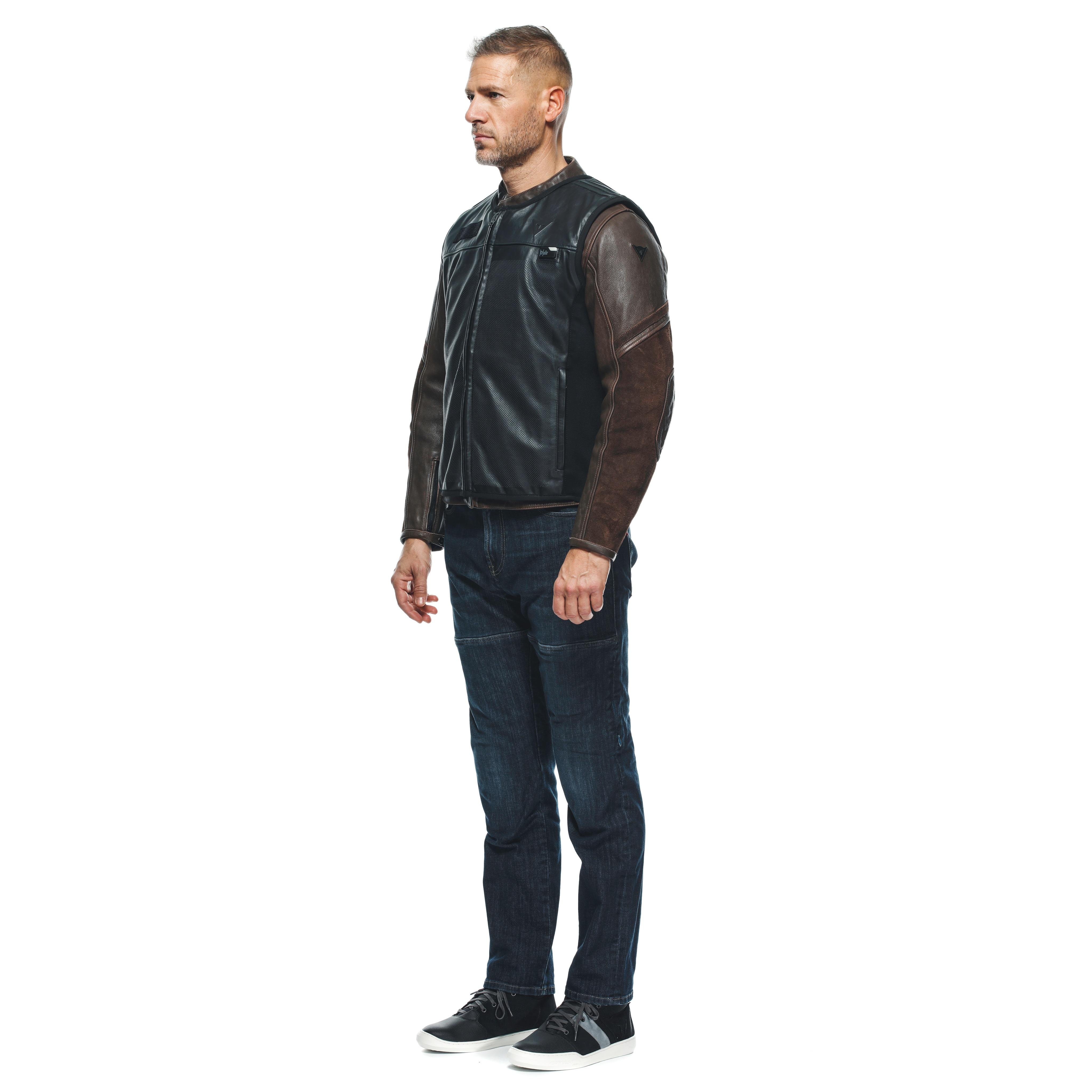 SMART JACKET LEATHER - MEN'S MOTORCYCLE LEATHER VEST WITH INTEGRATED AIRBAG - BLACK - 4