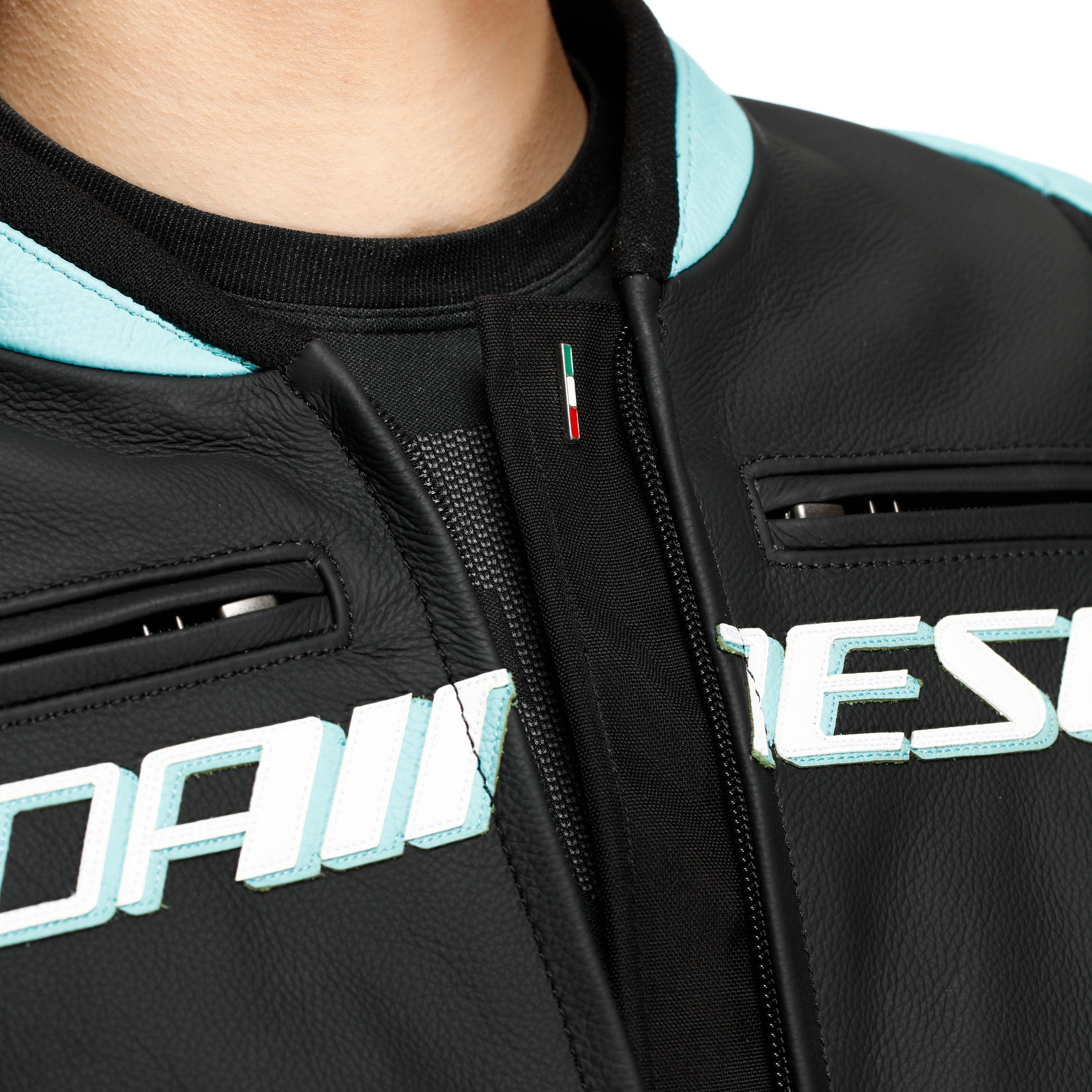 RACING 5 - WOMEN'S LEATHER MOTORCYCLE JACKET | BLACK/WATER | Dainese