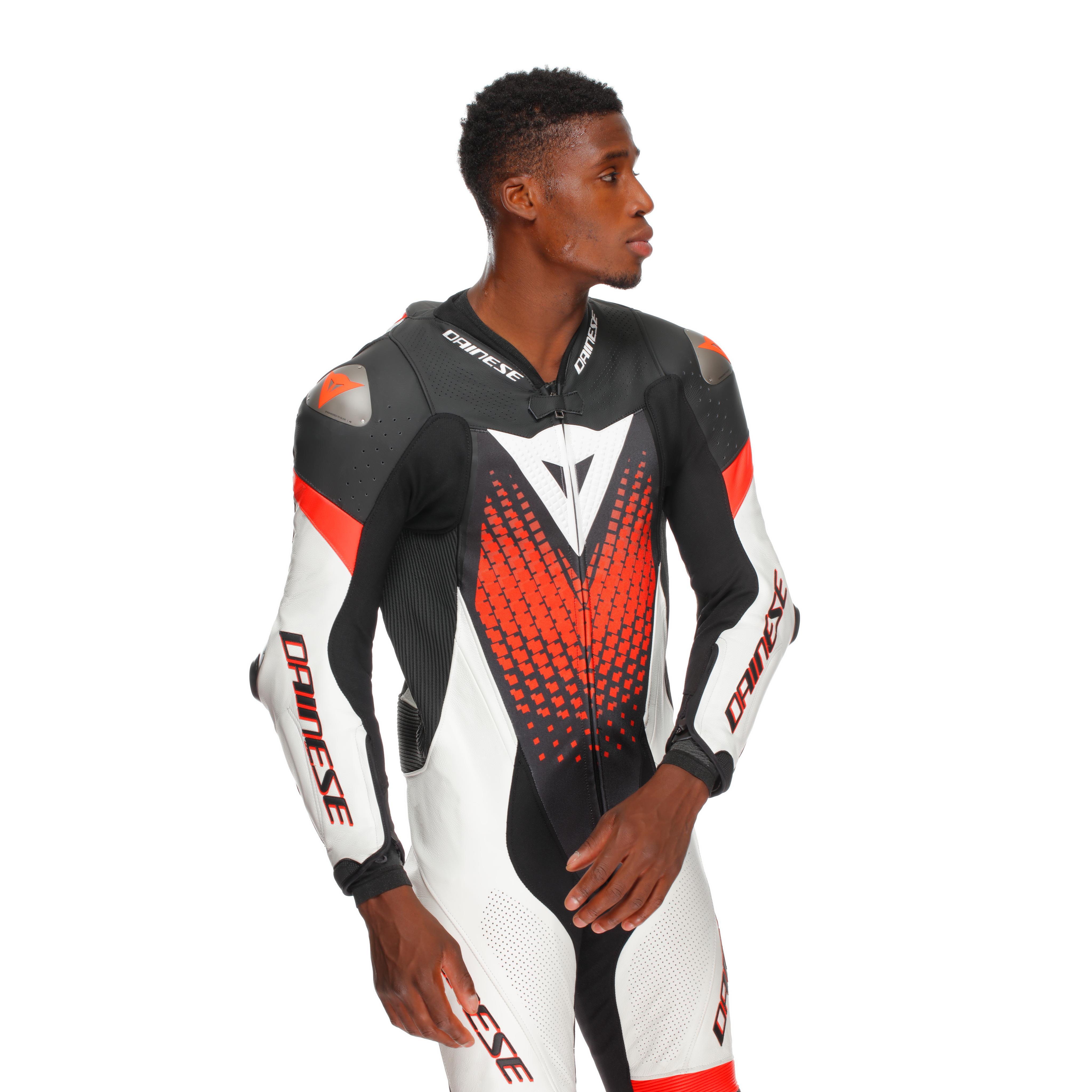 LAGUNA SECA 6 - PERFORATED ONE-PIECE LEATHER RACING SUIT - BLACK/WHITE/RED-FLUO - 5
