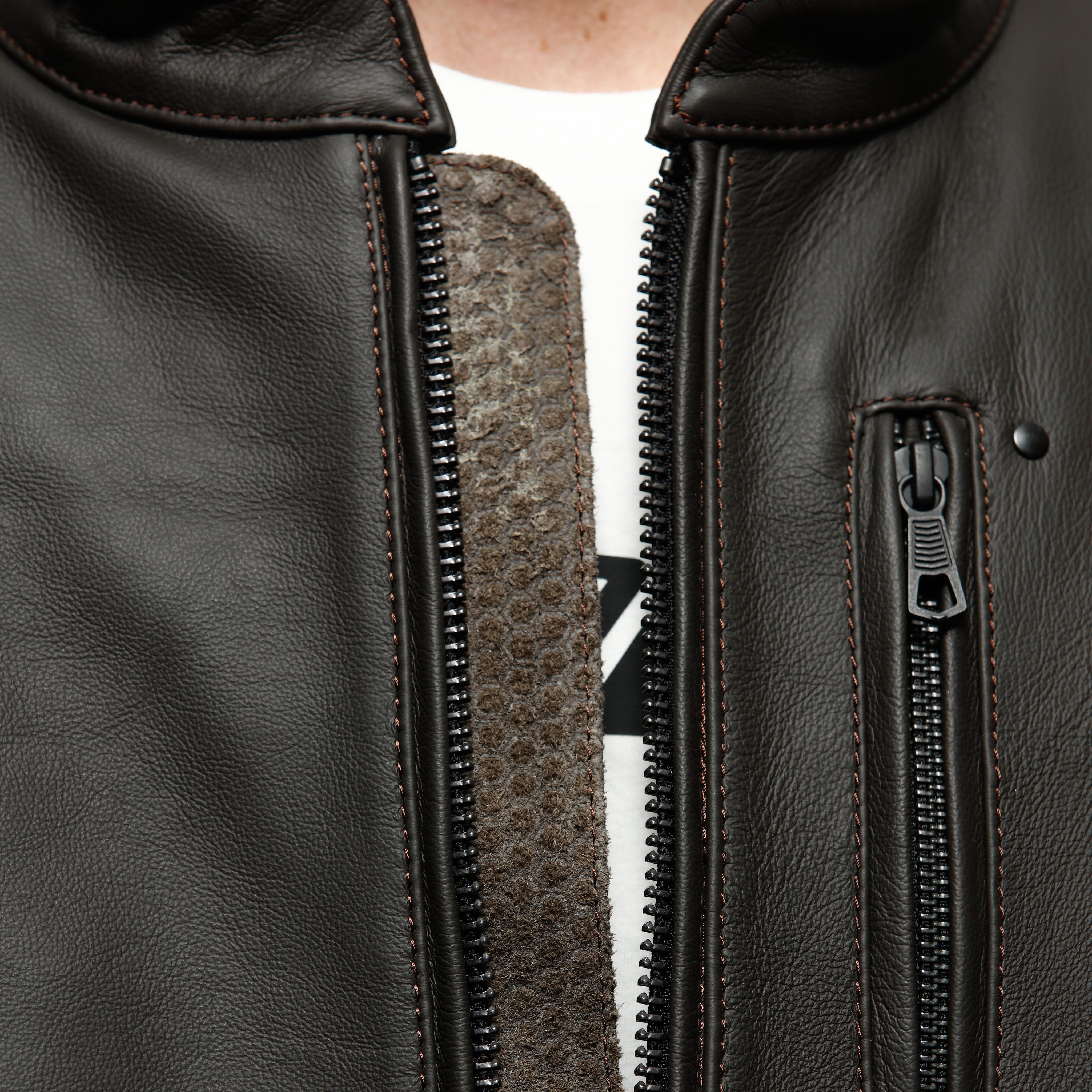 FULCRO - MEN'S MOTORCYCLE LEATHER JACKET - DARK-BROWN - 14