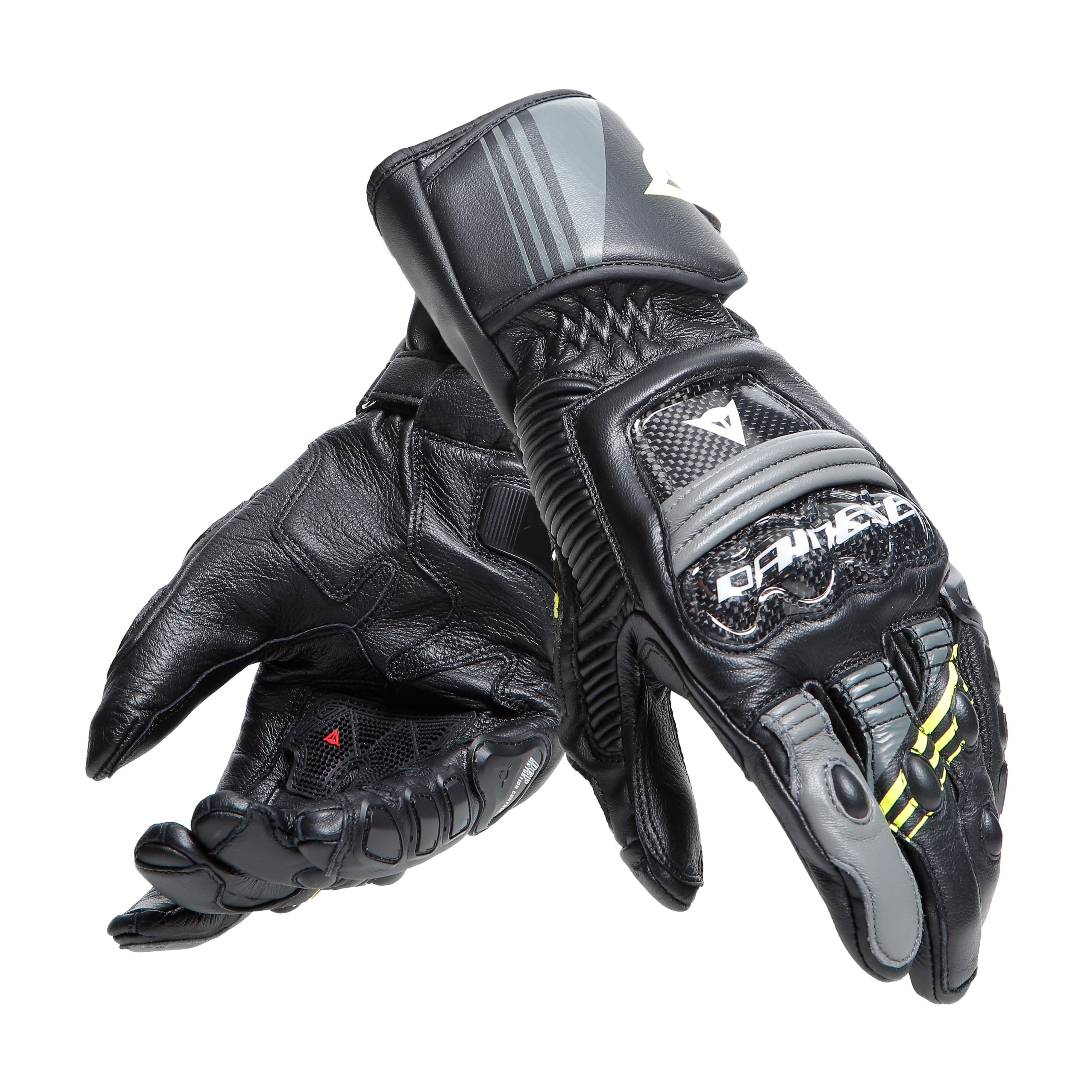 DRUID 4 - MEN'S MOTORCYCLE LEATHER GLOVES - BLACK/CHARCOAL-GRAY/FLUO-YELLOW - 5