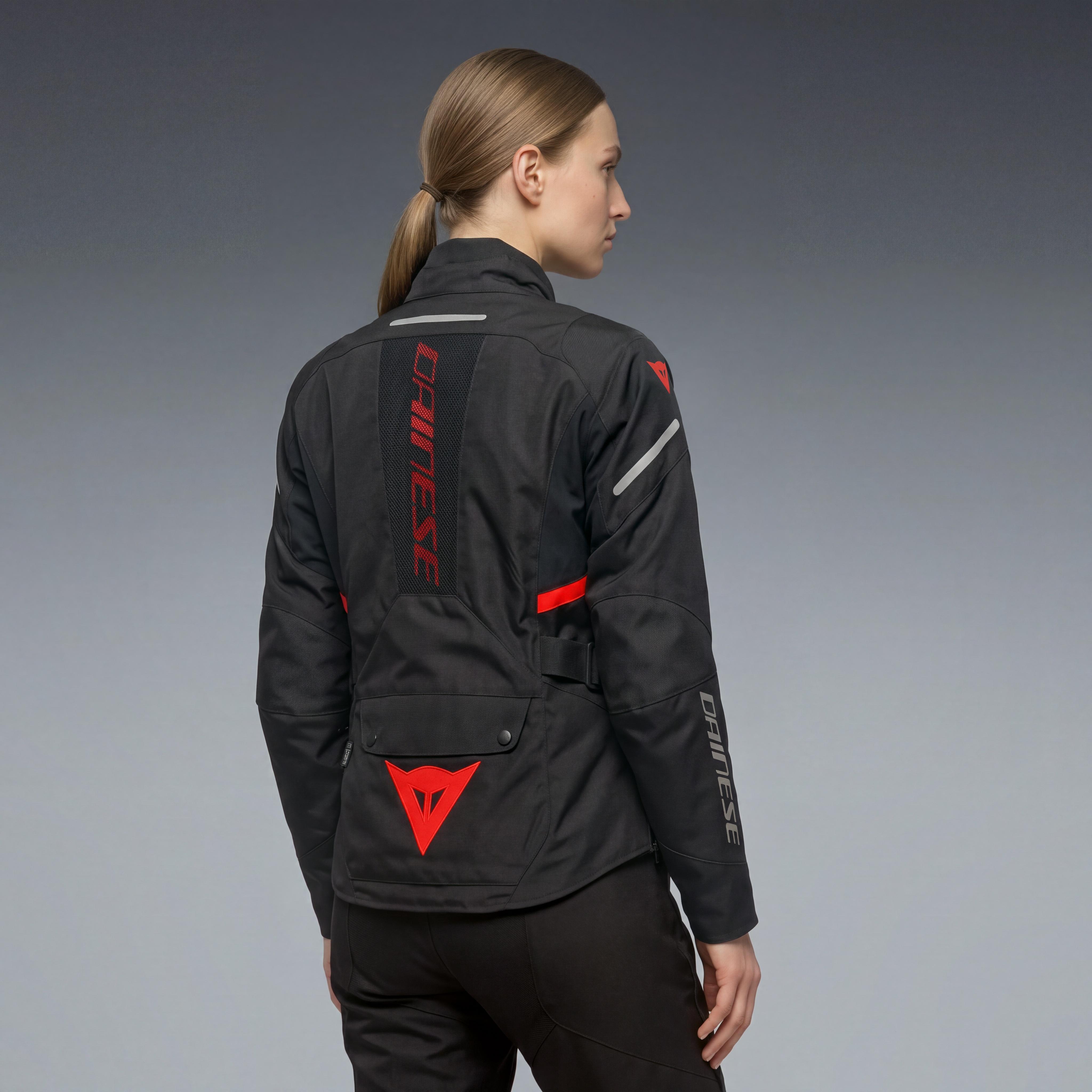 TEMPEST 4 D-DRY - MOTORCYCLE JACKET WATERPROOF WOMEN - BLACK/BLACK/RED - 4