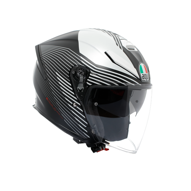 AGV - K5 Jet Evo Control Matt Black/white - Casque Moto Jet E2206, Unisex, Taille: Xxl