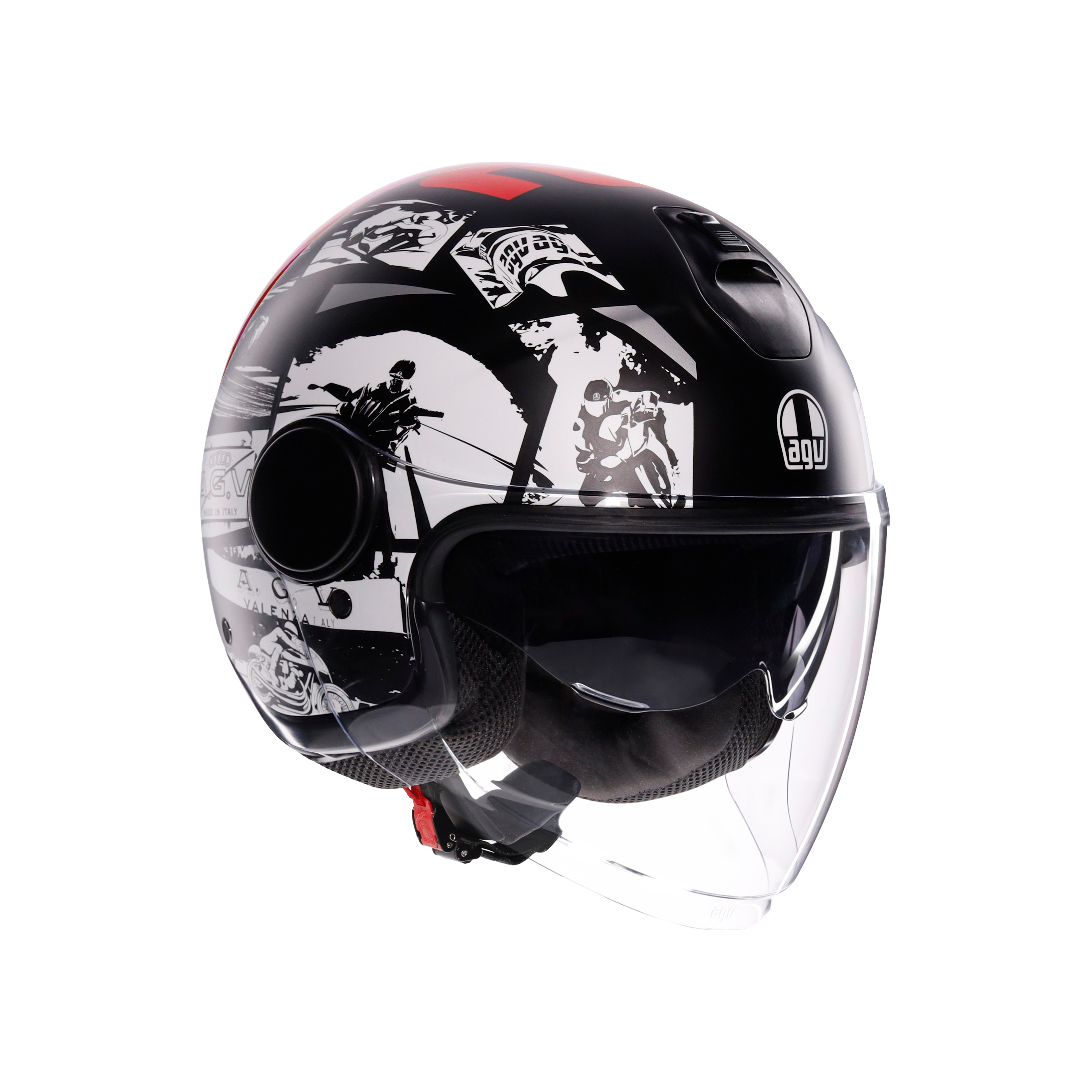 ETERES HISTORY MATT BLACK/WHITE/RED - CASQUE MOTO JET E2206 -  - 1