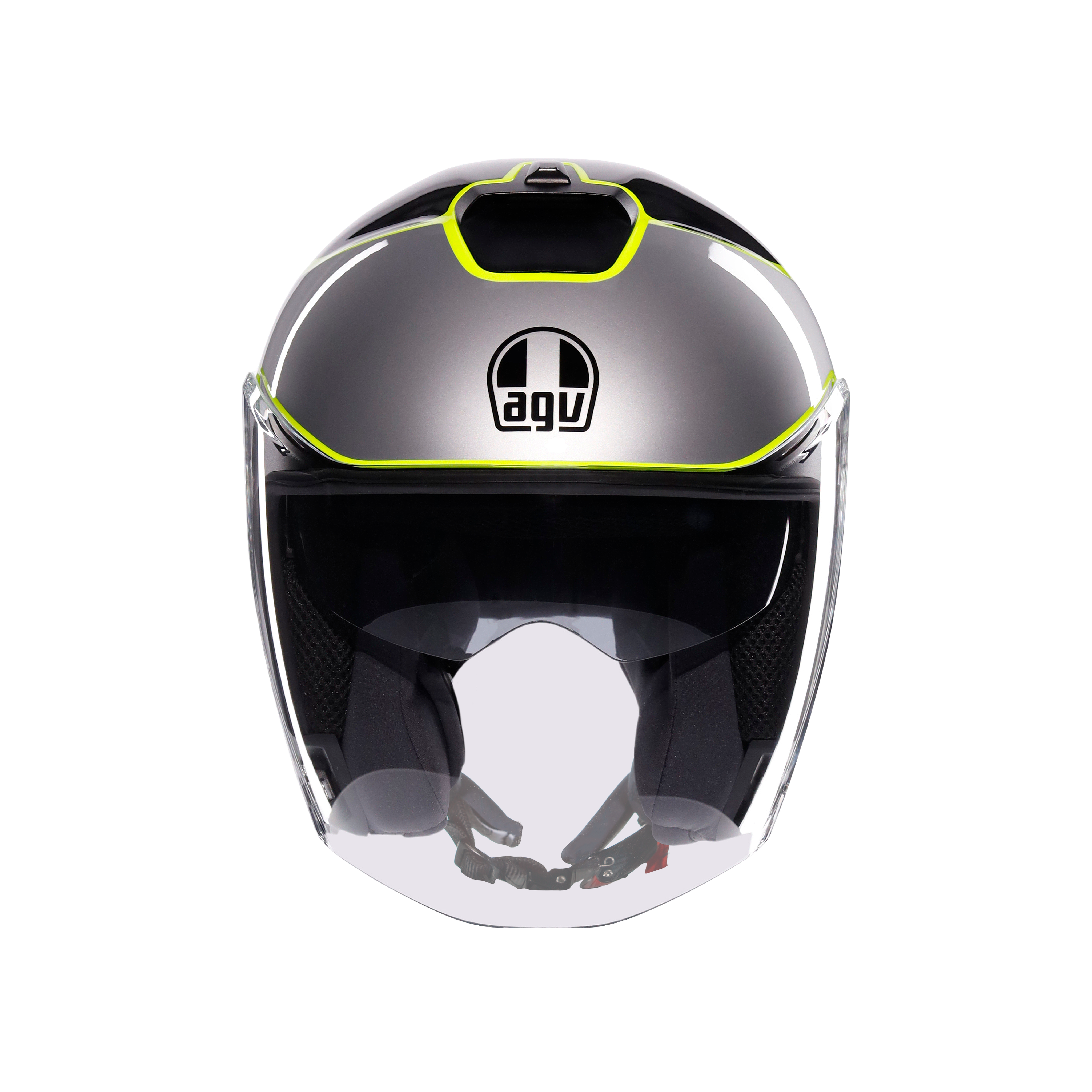 IRIDES DAVAO BLACK/GREY/YELLOW FLUO - MOTORBIKE OPEN FACE HELMET E2206 -  - 2