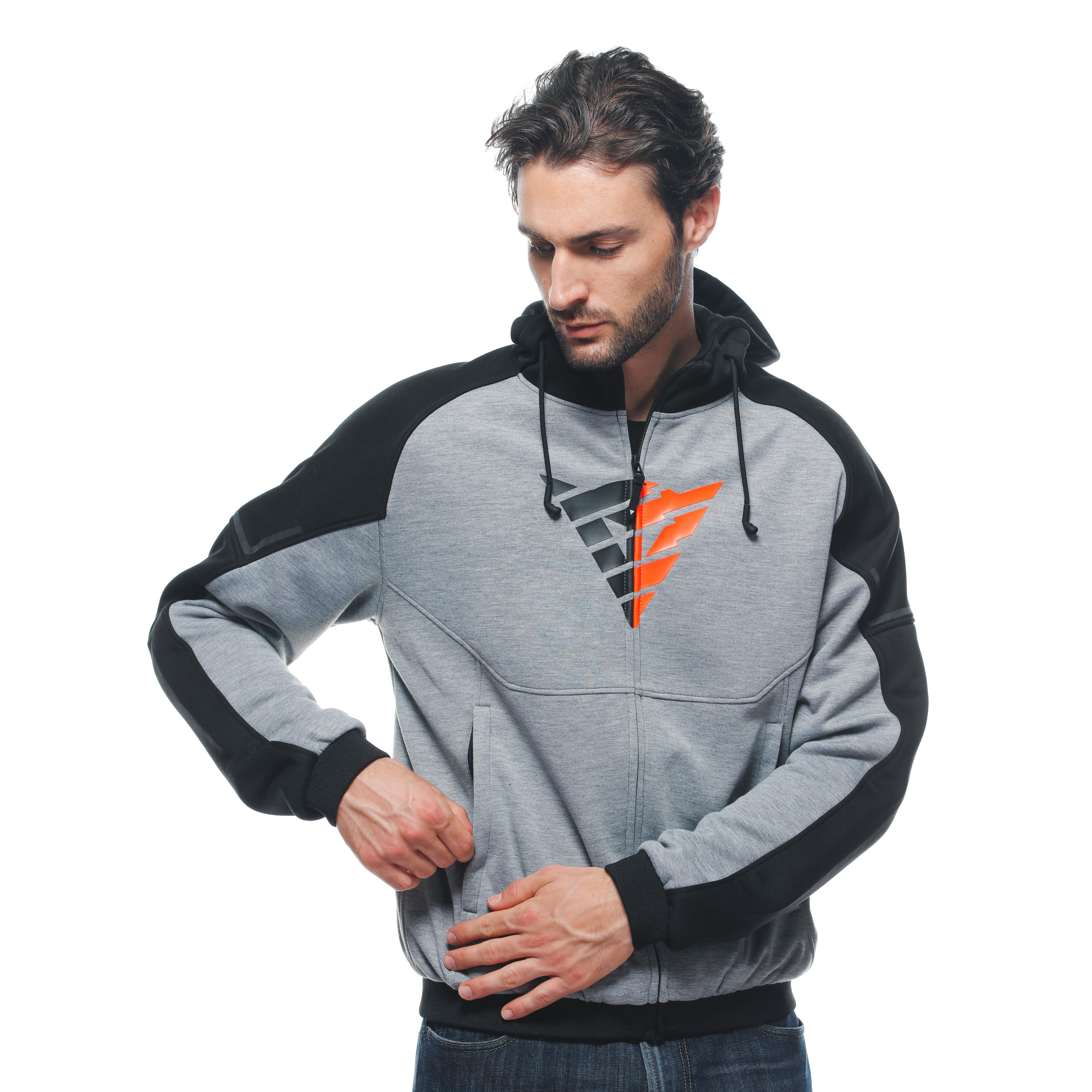 DAEMON-X SAFETY HOODIE - GIACCA MOTO IN TESSUTO UOMO - MELANGE-GRAY/BLACK/RED-FLUO - 5