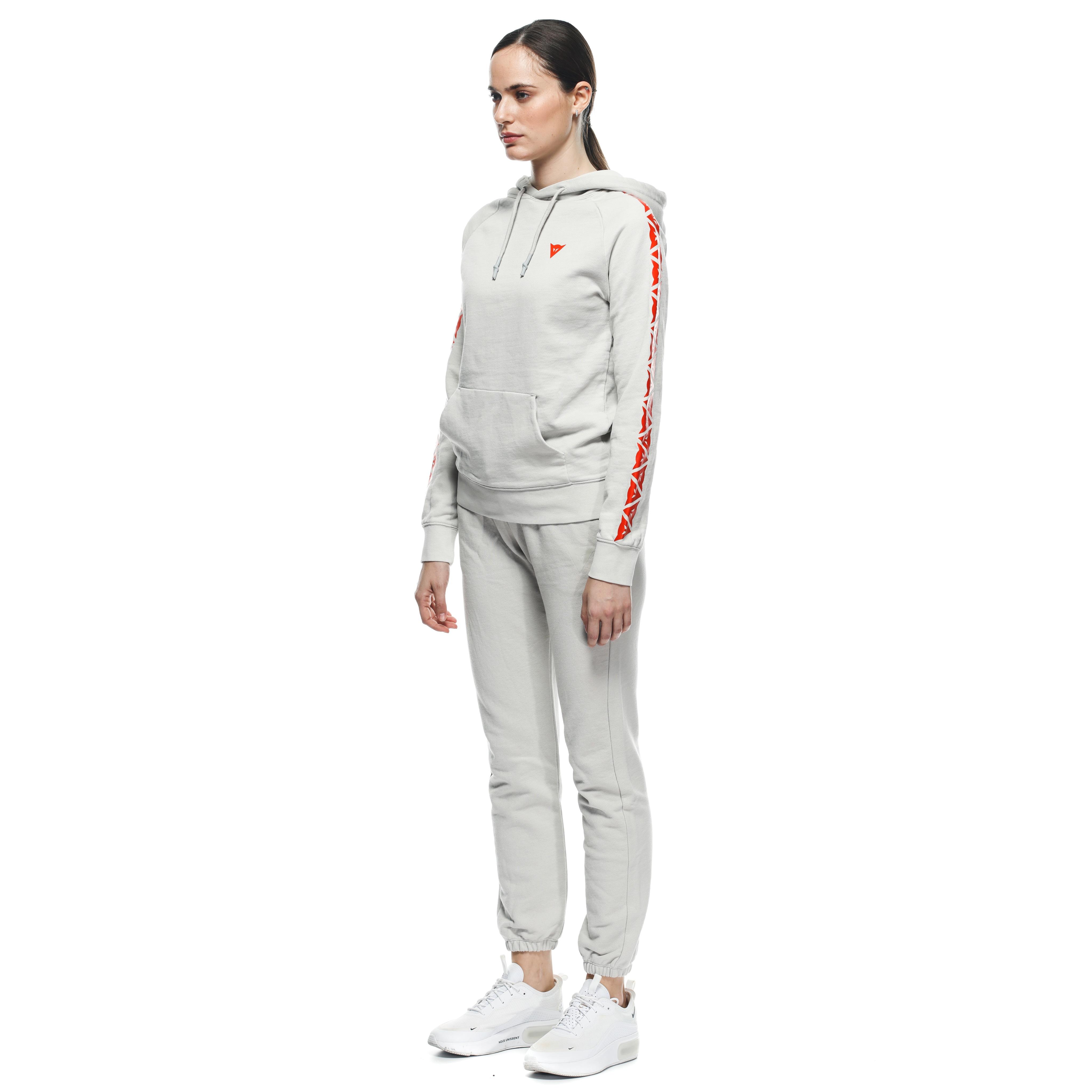 DAINESE STRIPES - WOMEN'S HOODIE - LIGHT-GRAY/FLUO-RED - 4