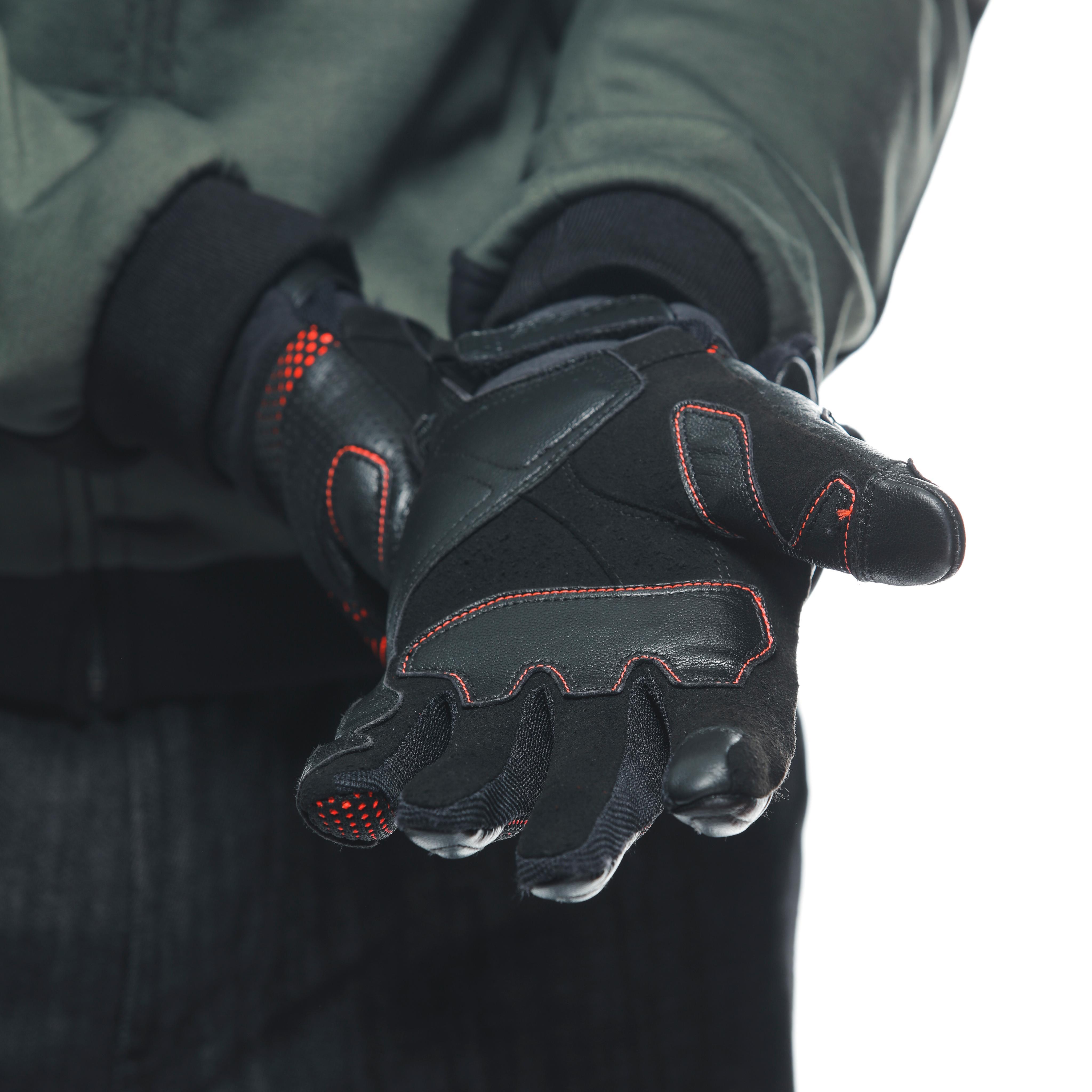 UNRULY ERGO-TEK - MEN'S MOTORCYCLE TEXTILE GLOVES - BLACK/FLUO-RED - 20