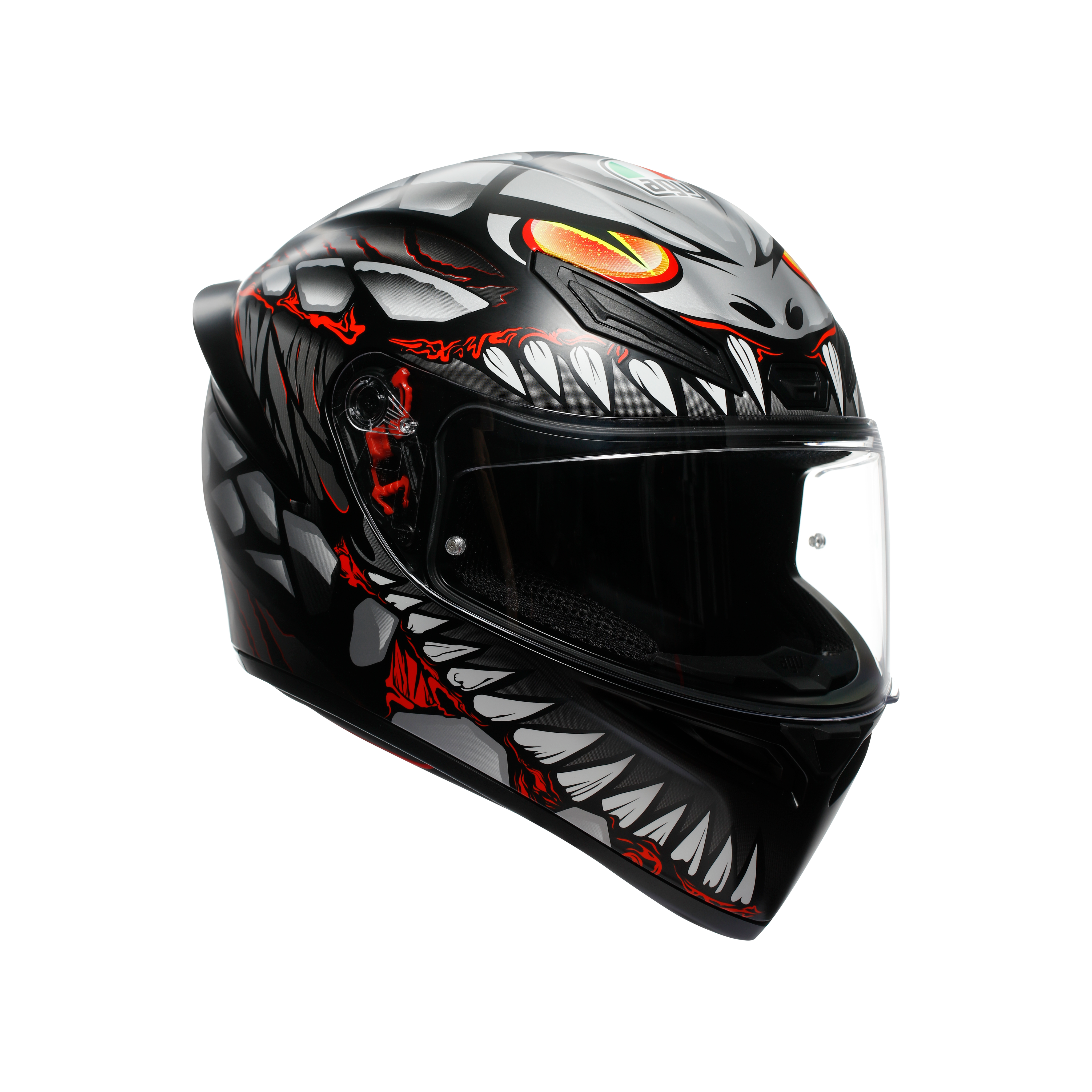 K1 S LYZARD MATT BLACK/GREY/RED - MOTORBIKE FULL FACE HELMET E2206 -  - 6