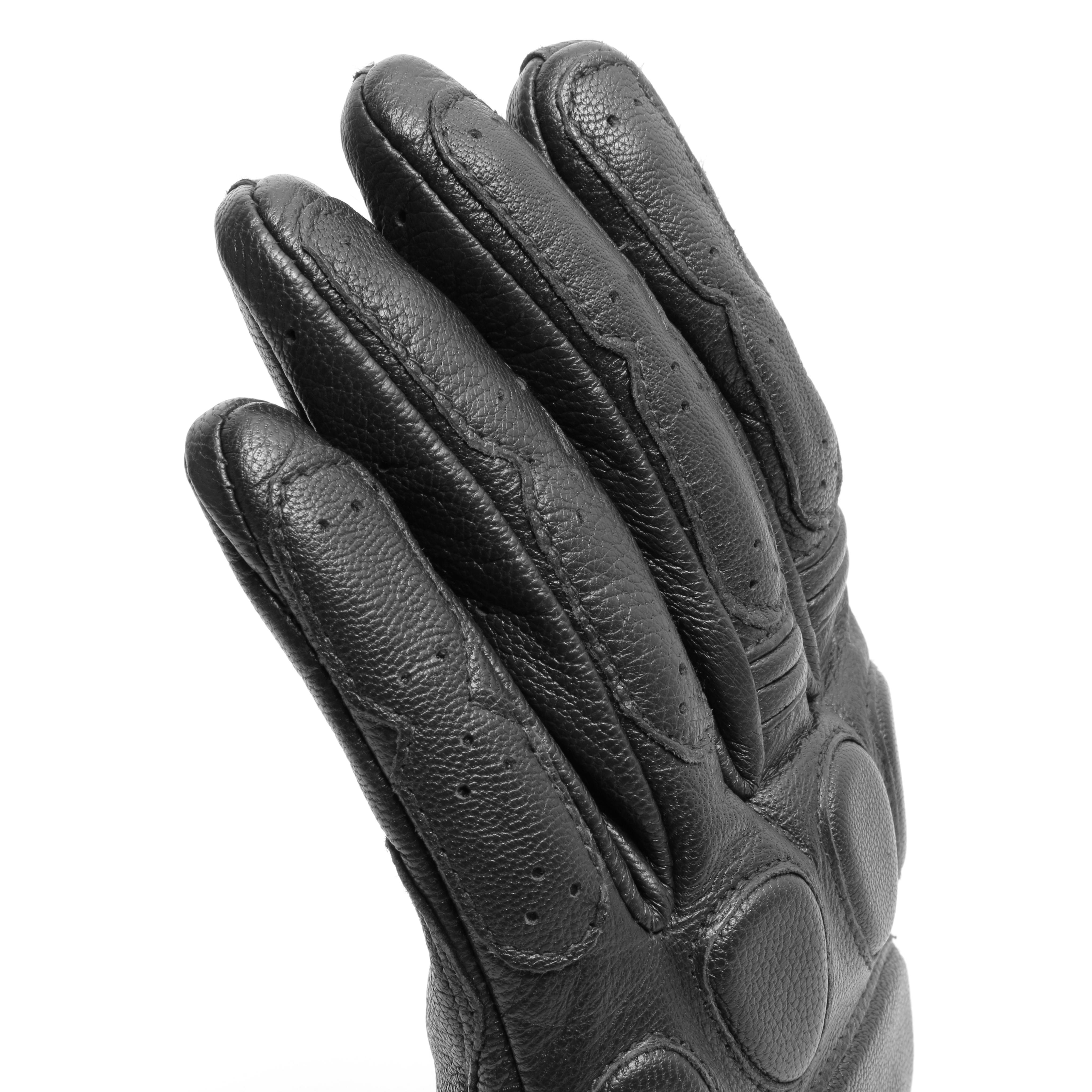 BLACKJACK - UNISEX MOTORCYCLE LEATHER GLOVES - BLACK/BLACK/BLACK - 8