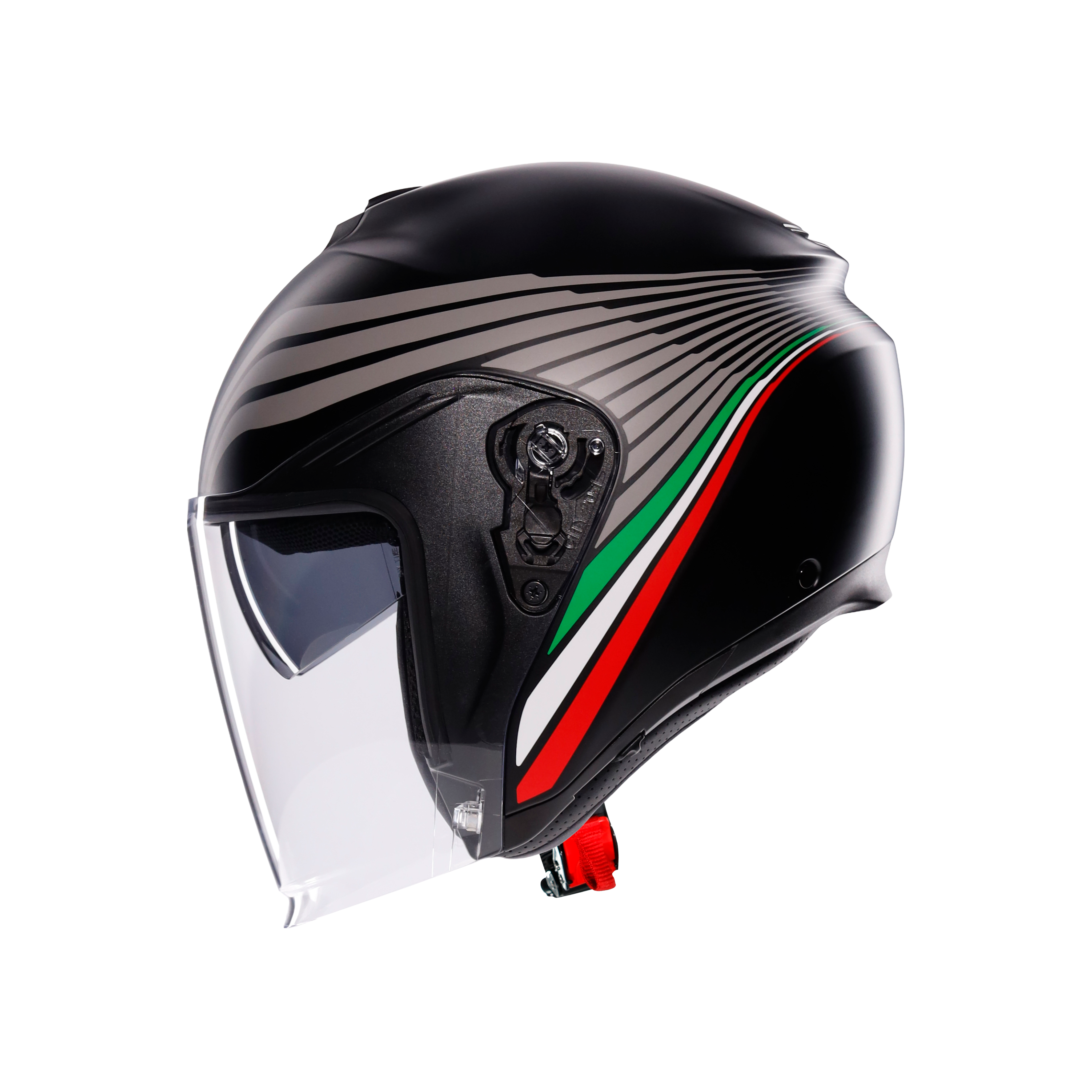 IRIDES BOLOGNA MATT BLACK/TRICOLORE - CASQUE MOTO JET E2206 -  - 2