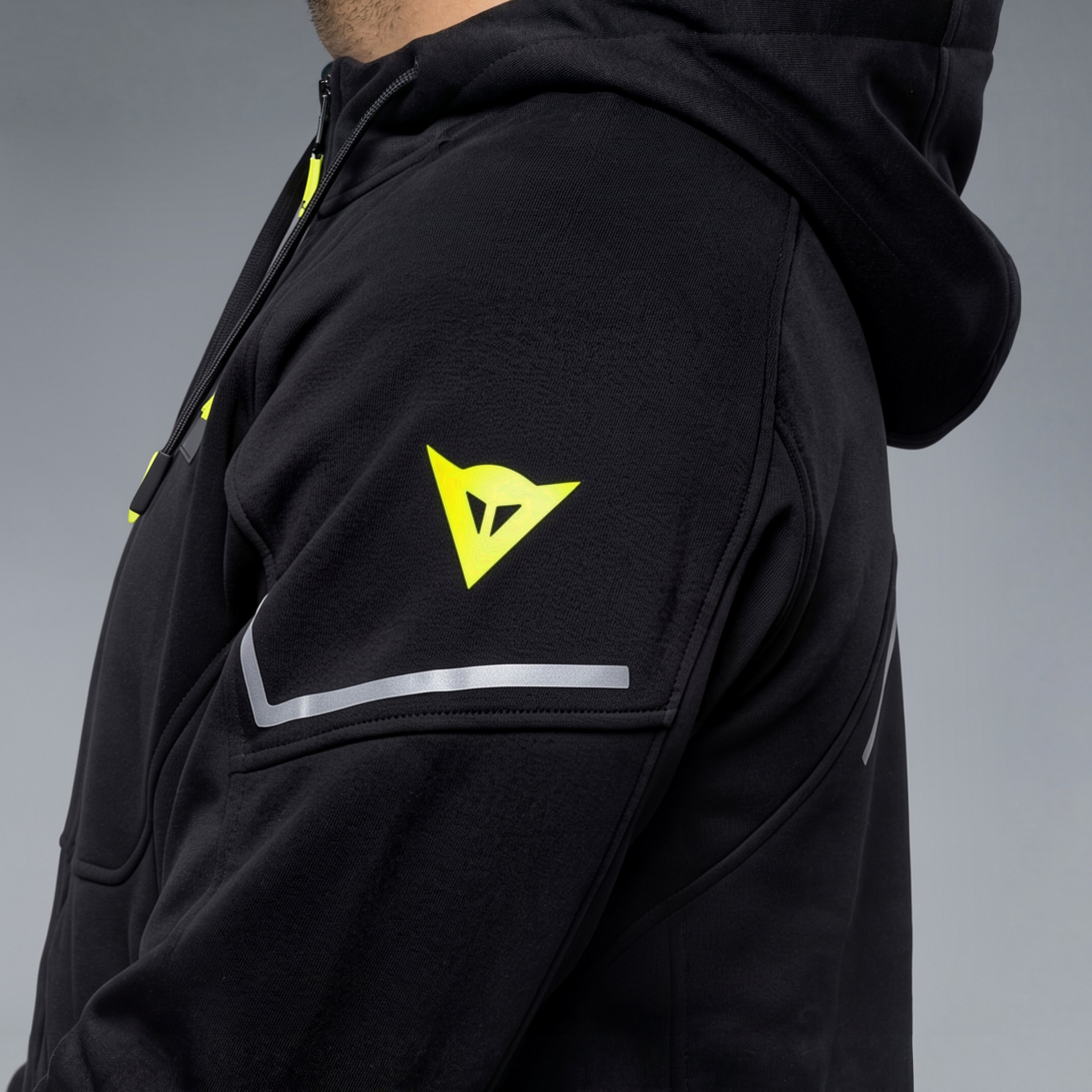 VR46 HOODIE FULL ZIP - MEN'S PROTECTIVE MOTORCYCLE HOODIE - BLACK/YELLOW-FLUO - 5