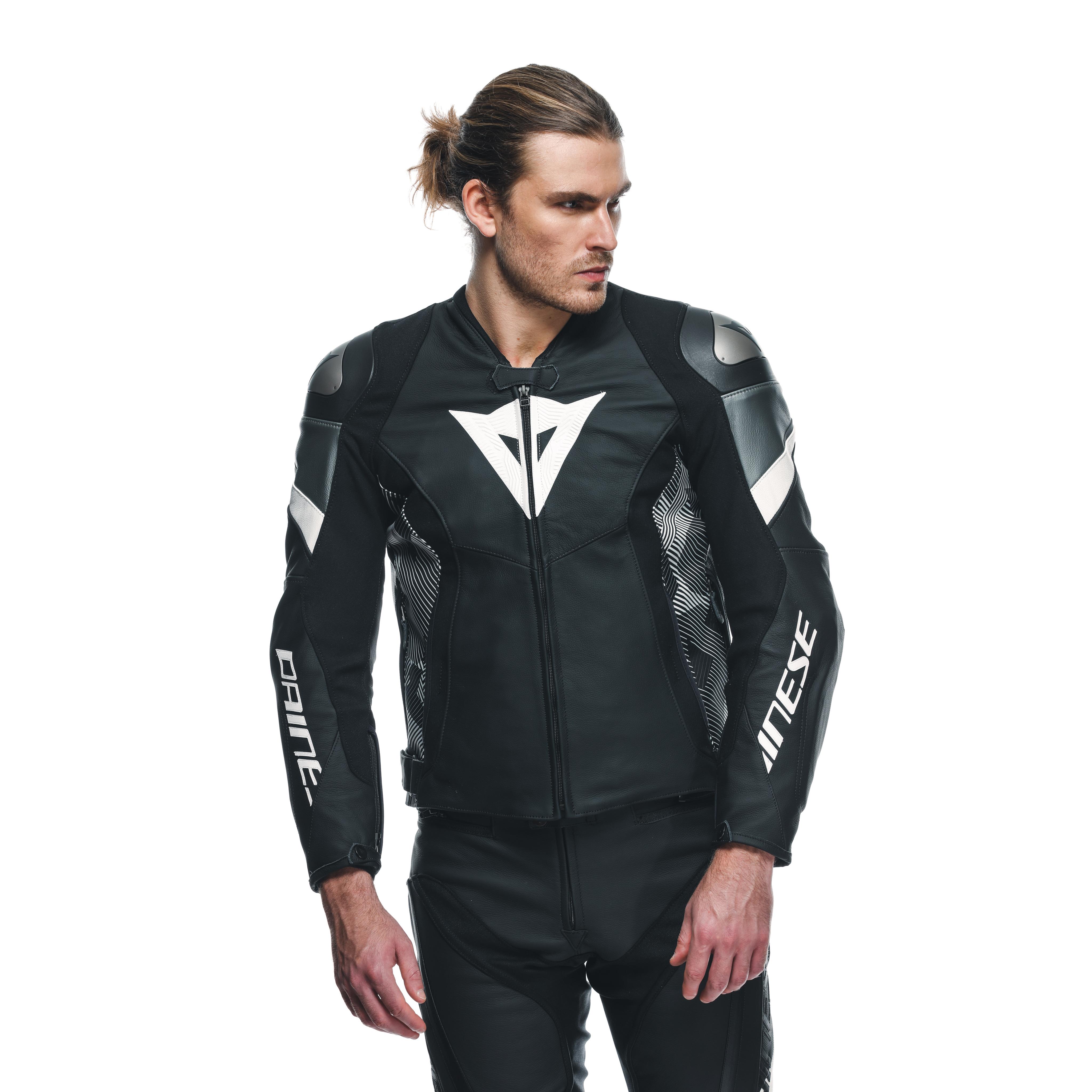 AVRO 5 - MEN'S MOTORCYCLE LEATHER JACKET - BLACK/WHITE/ANTHRACITE - 5