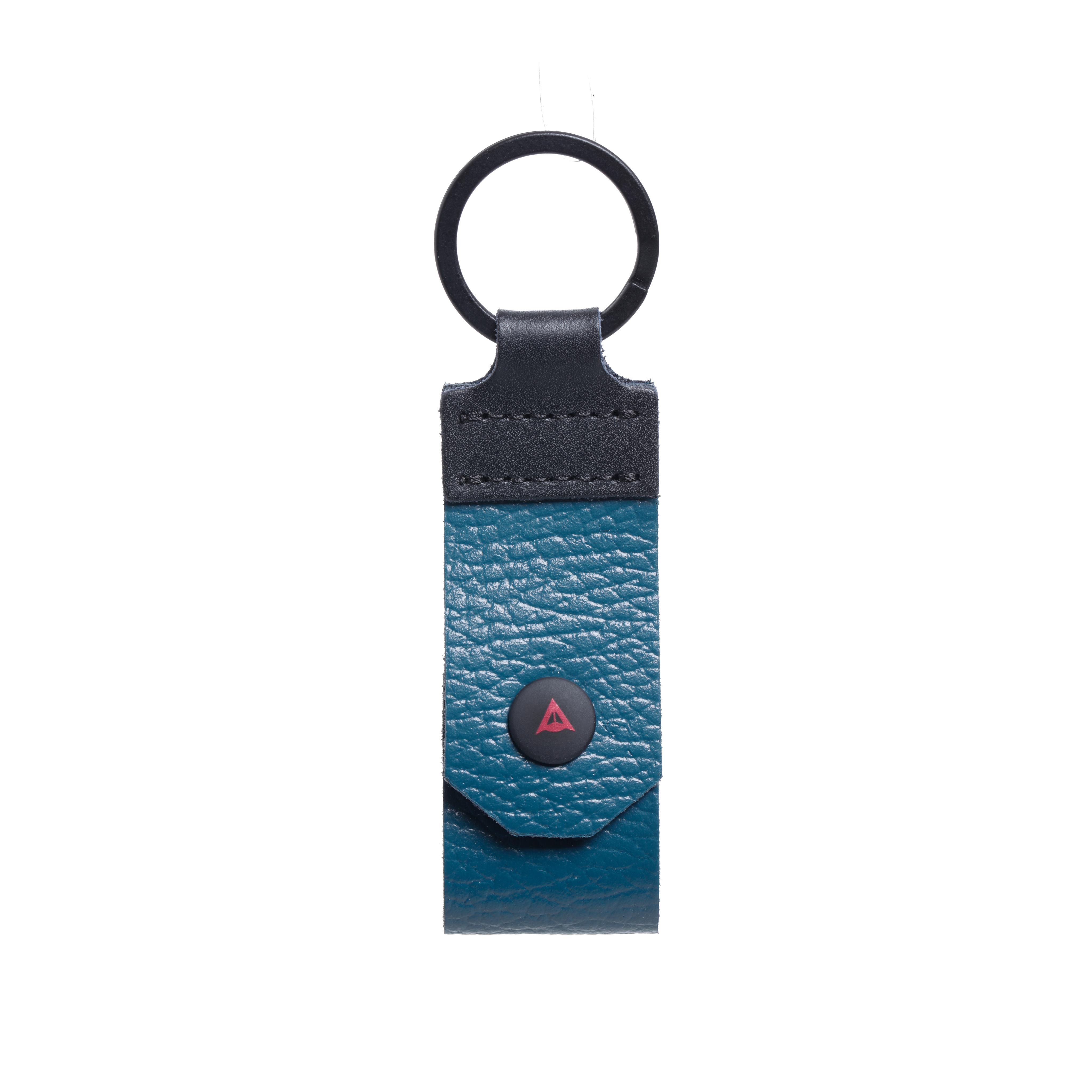 PIN LEATHER KEYRING - PETROL BLUE - 1