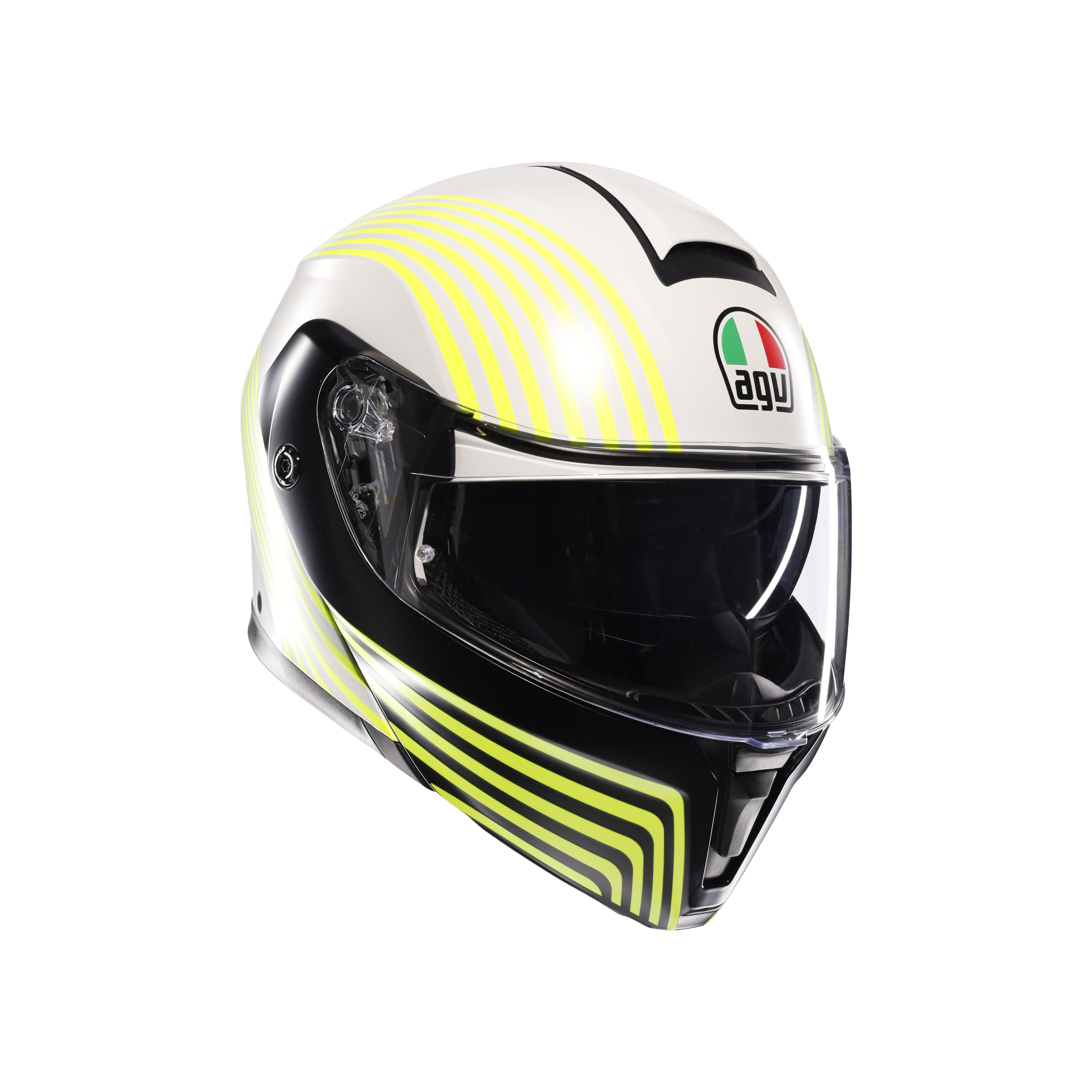 STREETMODULAR ISEO MATT WHITE/BLACK/YEL FLUO - MOTORBIKE FLIP UP HELMET DOT(E2206) -  - 6
