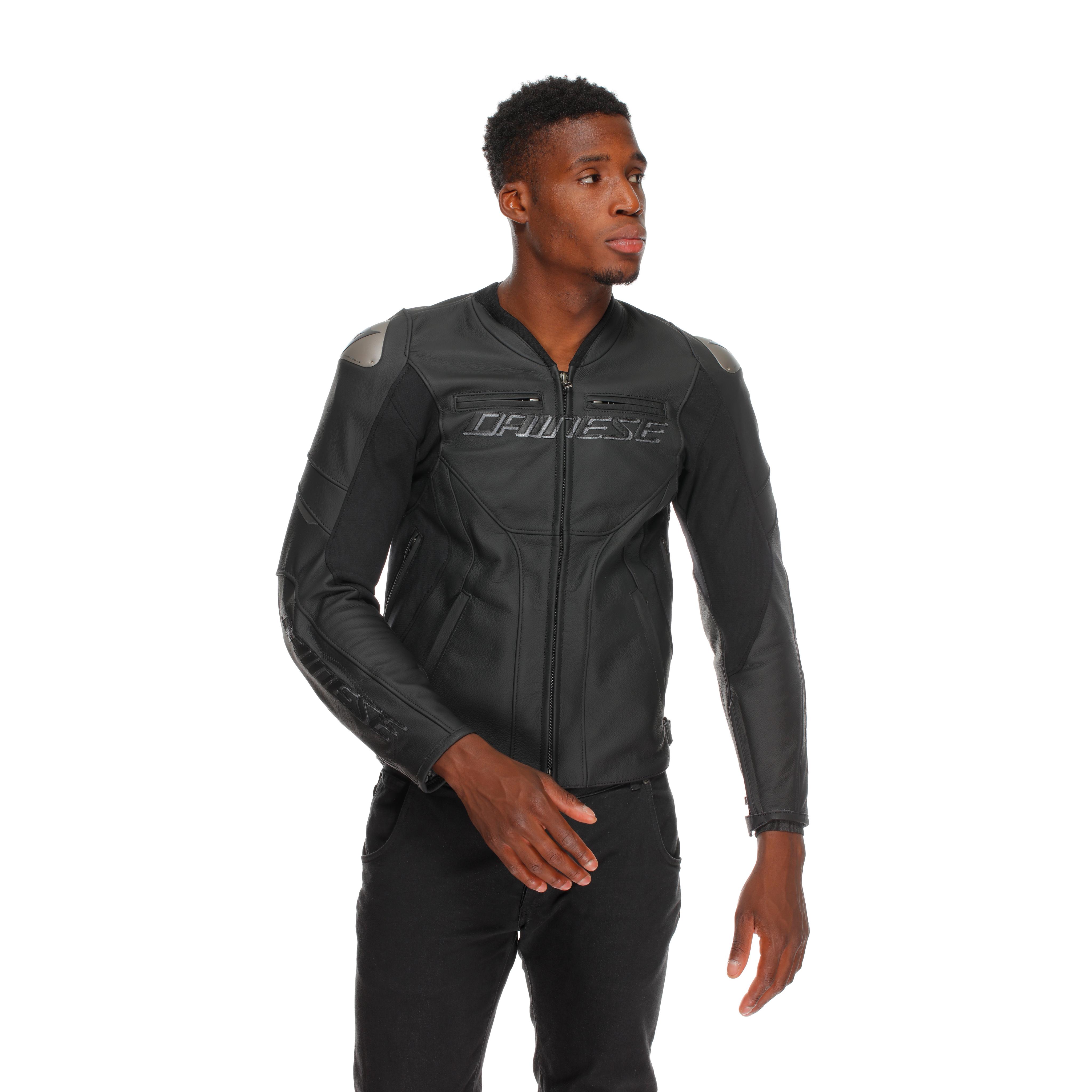 RACING 5 - HERREN MOTORRADJACKE AUS LEDER - BLACK/BLACK/BLACK - 5