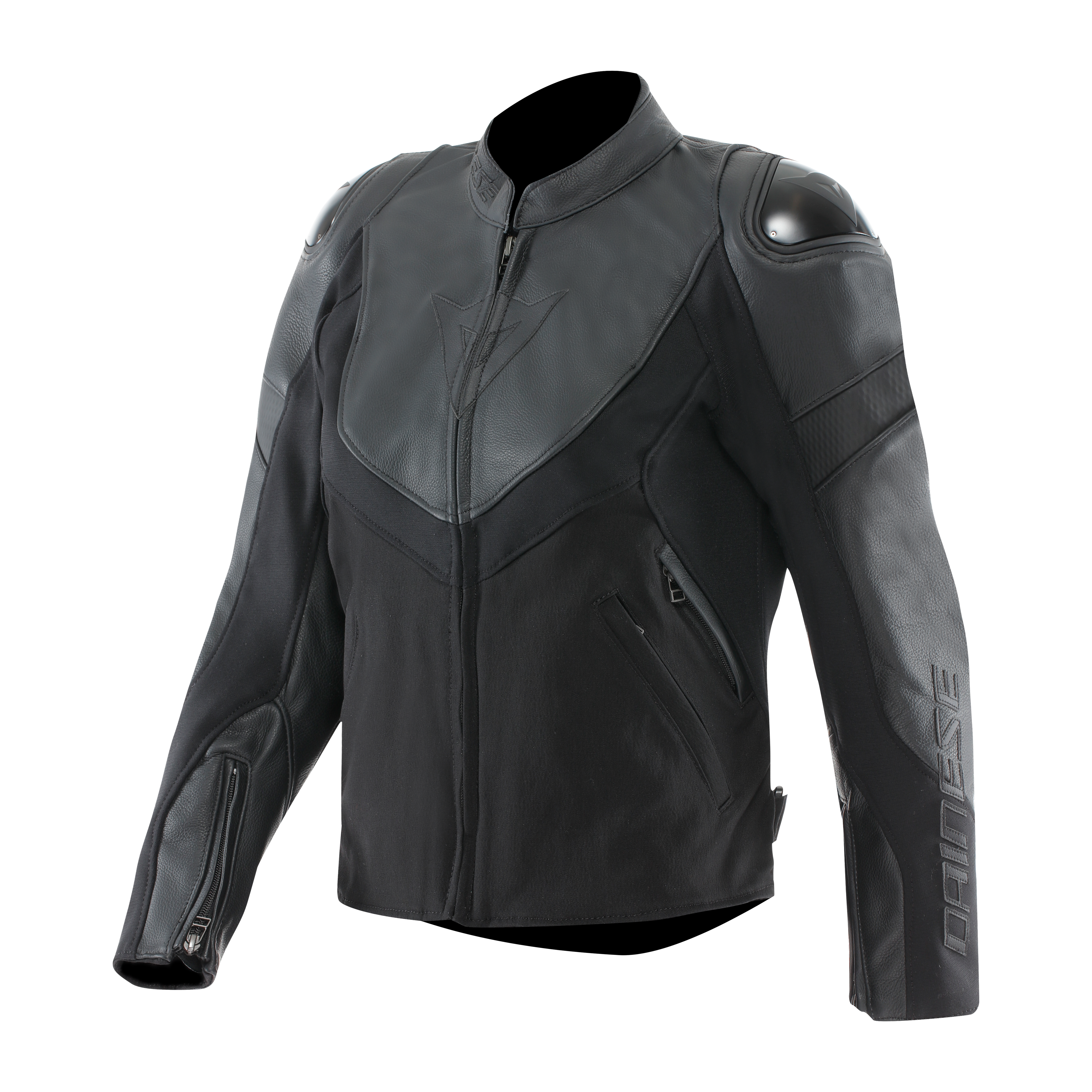 IPERATTIVA - MOTORRADJACKE AUS LEDER UND STOFF F&Uuml;R DAMEN - BLACK/BLACK - 1