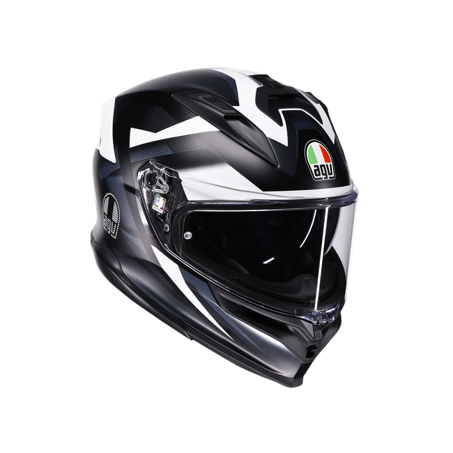 AGV - K7 Mplk Glimpse Matt Black/white - Casque Moto Intégral E2206, Unisex, Taille: Xxl